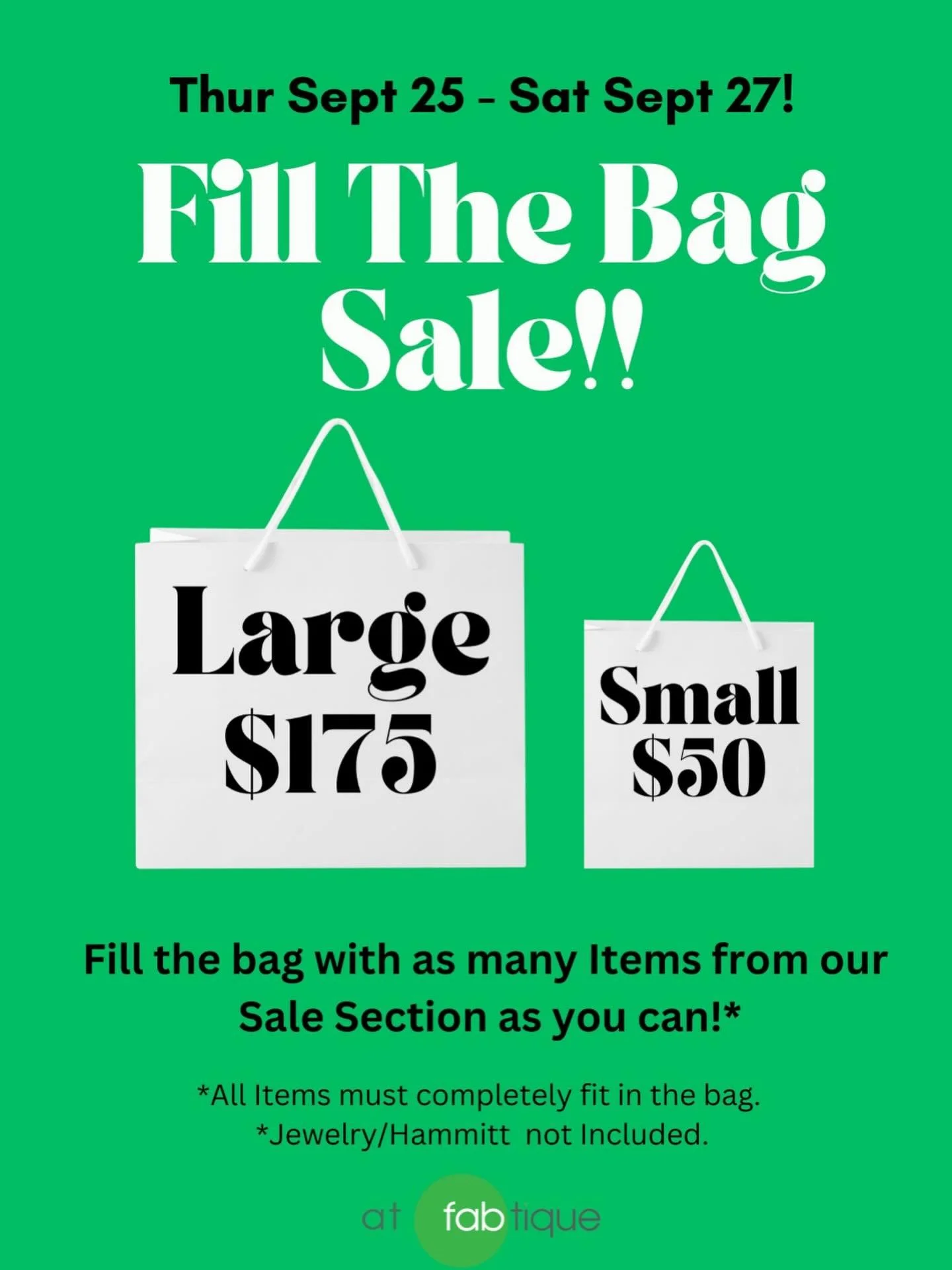 Itttt&rsquo;sssss BBAAAAACCCCKKKKK!!!!!!

Our Fill-A-Bag Sale is on starting Thursday thru Saturday!! 

Shop 11-7 and get some amazing deals!

 #fabtique #myfabmoment
#asseenincolumbus #boutiqueshopping #boutique #columbuzz #fashionstyle #shopsmall #