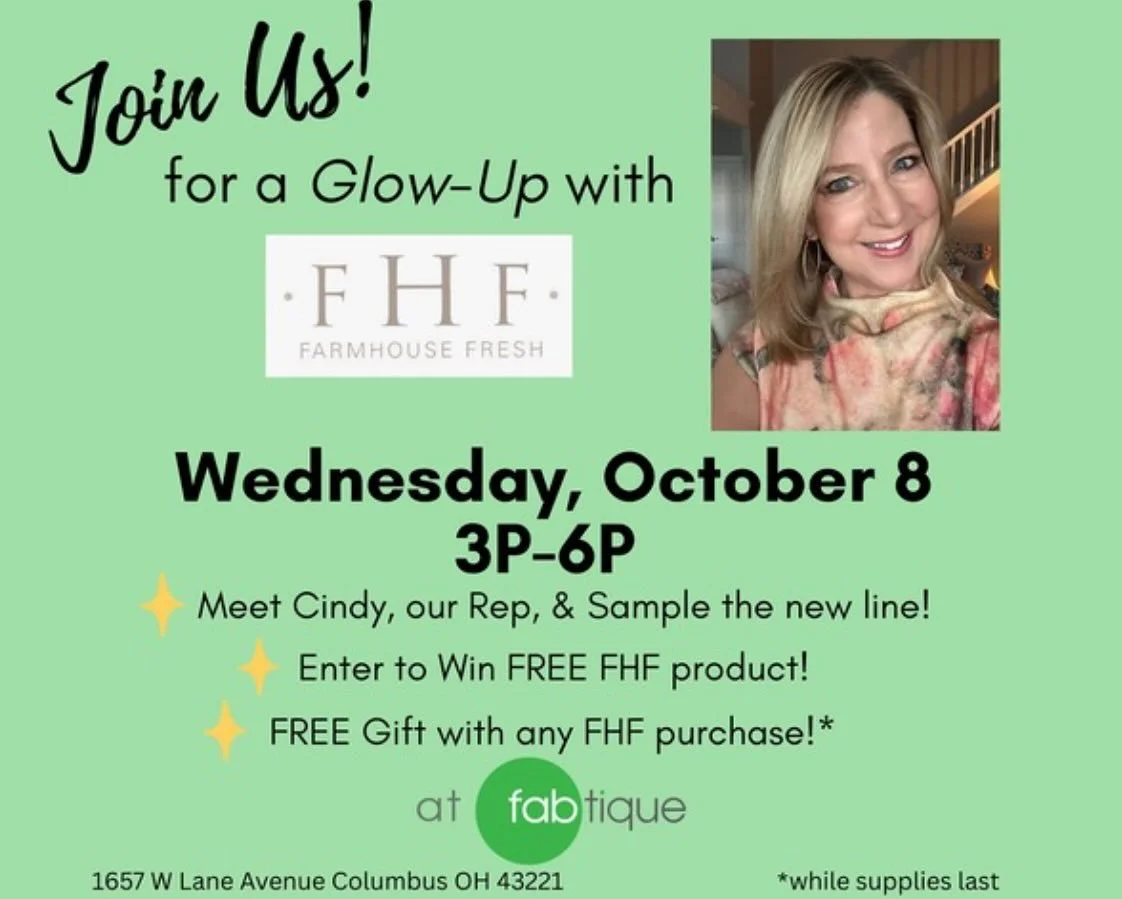 A fun event coming soon!!!

Try new product and feel super pampered by Cindy and the Fab staff! 💚💚💚

 #fabtique #myfabmoment
#asseenincolumbus #boutiqueshopping #boutique #columbuzz #fashionstyle #shopsmall #shopthelook #614living #ohioblogger #sh