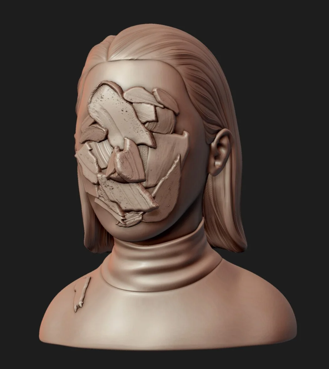 Volume Study: Sculpting the 'strokes' as solid geometry to ensure they cast realistic shadows.