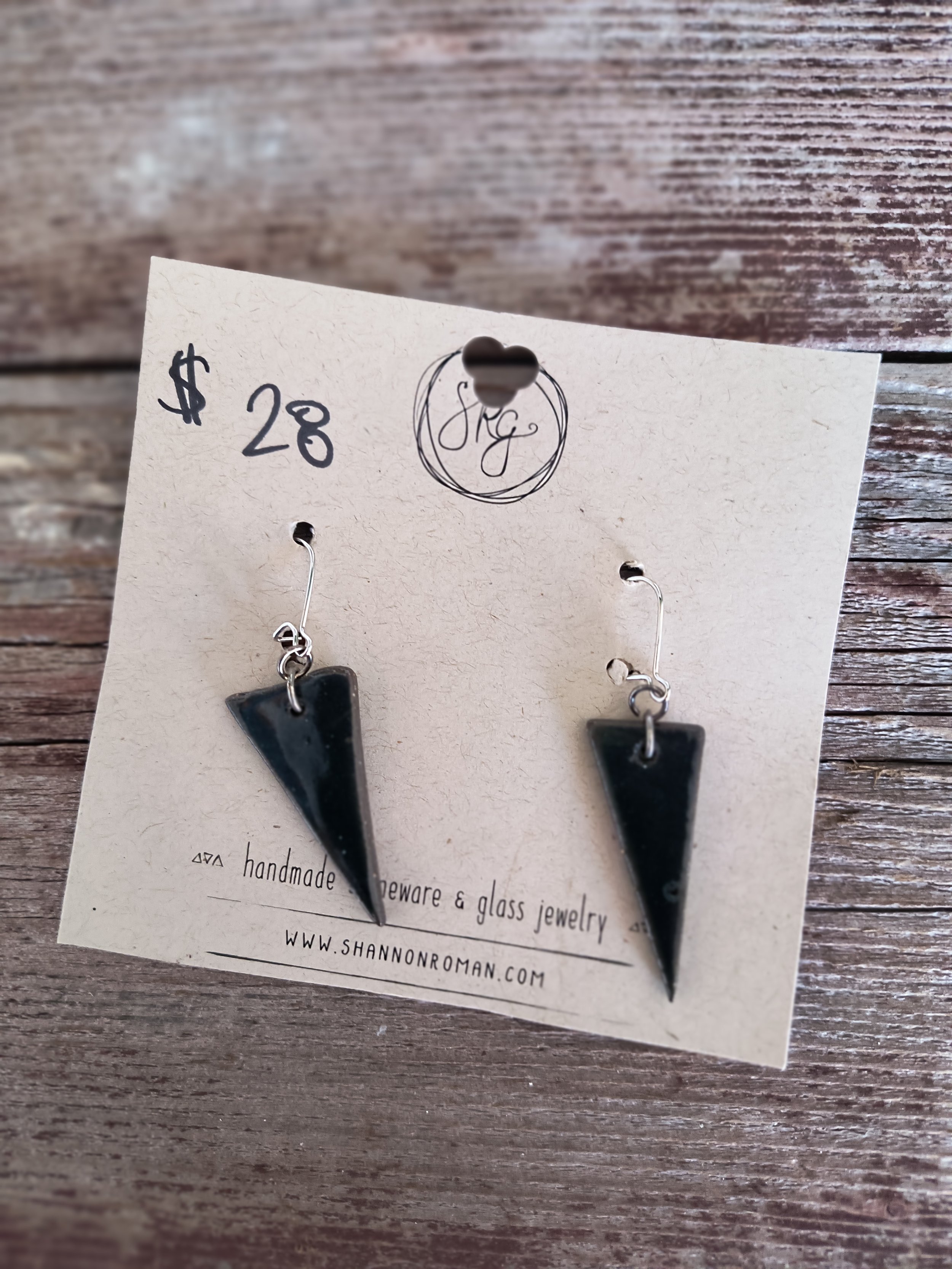 Stoneware Triangle Earrings