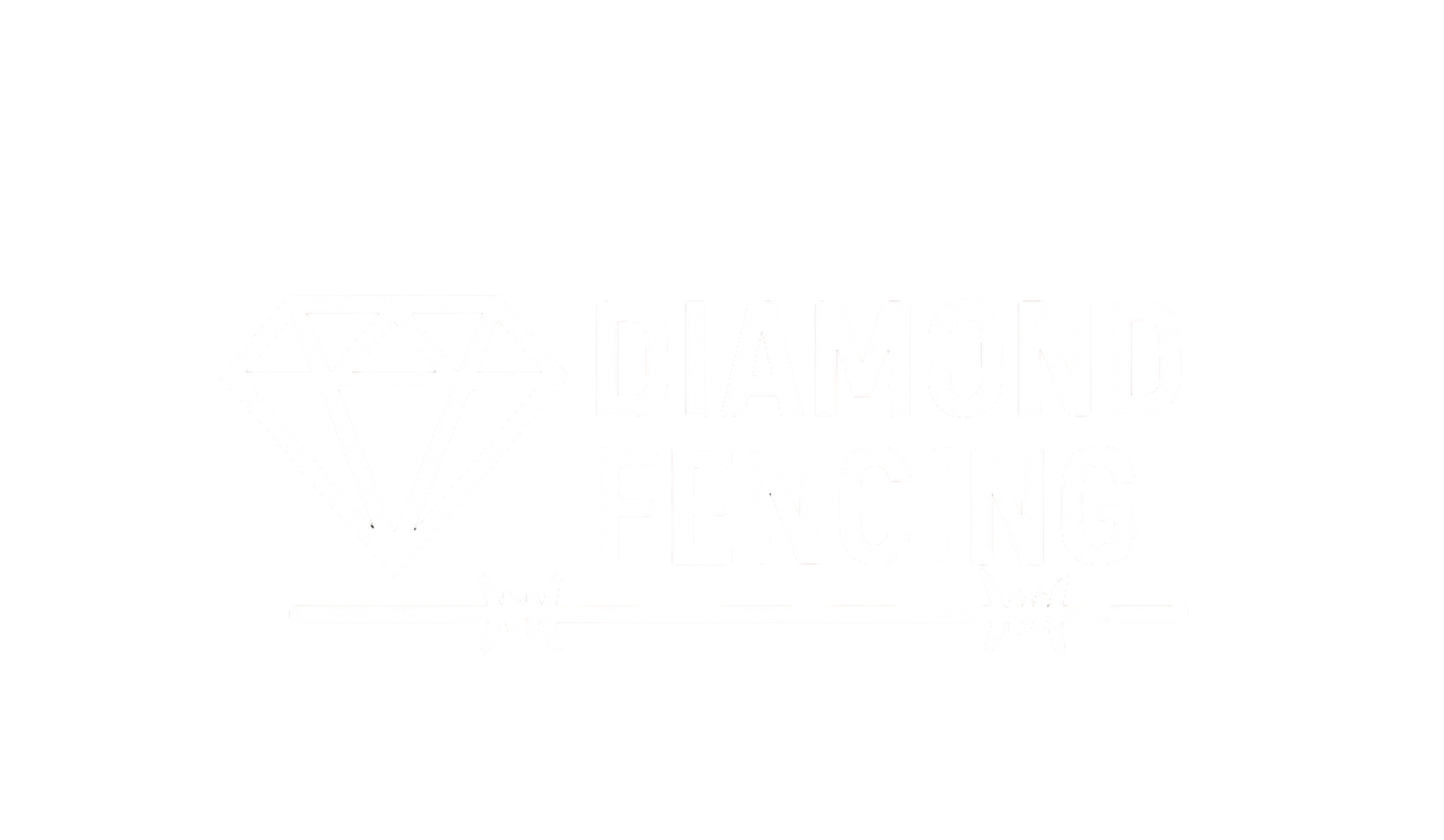 Logo for Diamond Fencing featuring a diamond-shaped icon and the company name in bold white letters on a black background.