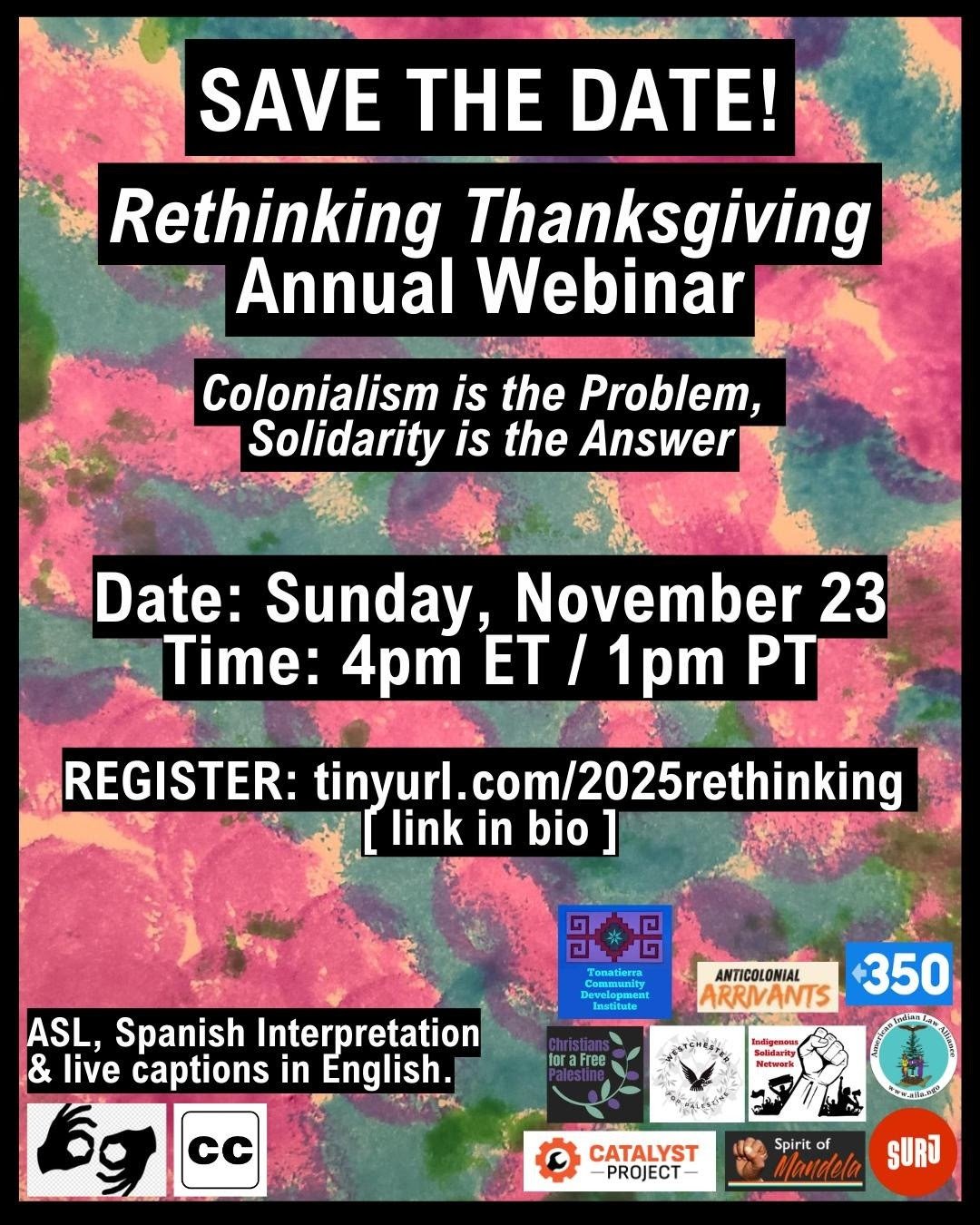 Rethinking Thanksgiving Annual Webinar: Colonialism is the Problem, Solidarity is the Answer