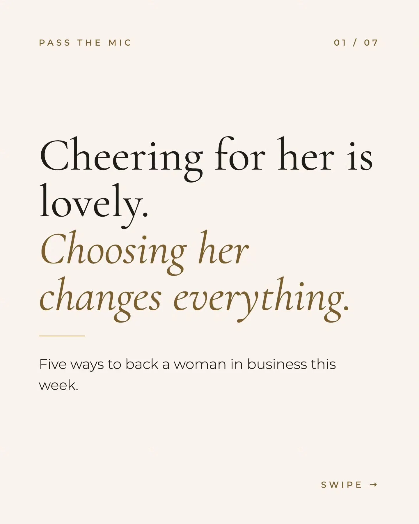 Clapping in the comments is lovely. Choosing her is what changes her year.

At Female Forward, we say there&rsquo;s always room for one more at the table. These are five ways to pull up a chair for a woman in business this week:

&rarr; Bring her to 