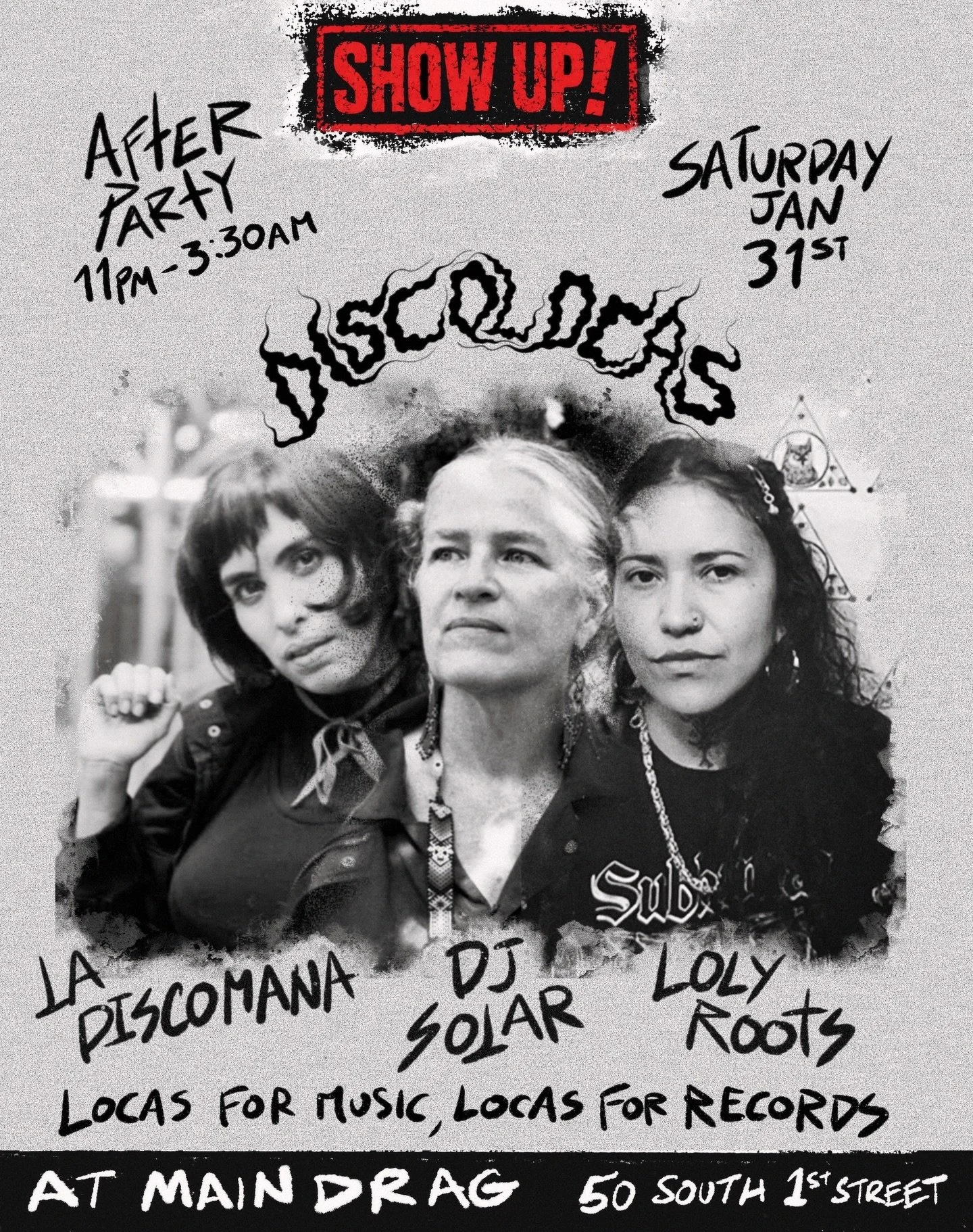 SHOW UP collective event @showup_nyc ✺JAN 31✺ Discolocas will be in charge of the late party, celebrating all the bands and performances of the day✺ at @maindragmusic BK/Williamsburg 
Featuring: 
🍂 LA DISCOMANA @alexcorre 
🍂 DJ SOLAR @sol_aramendi_