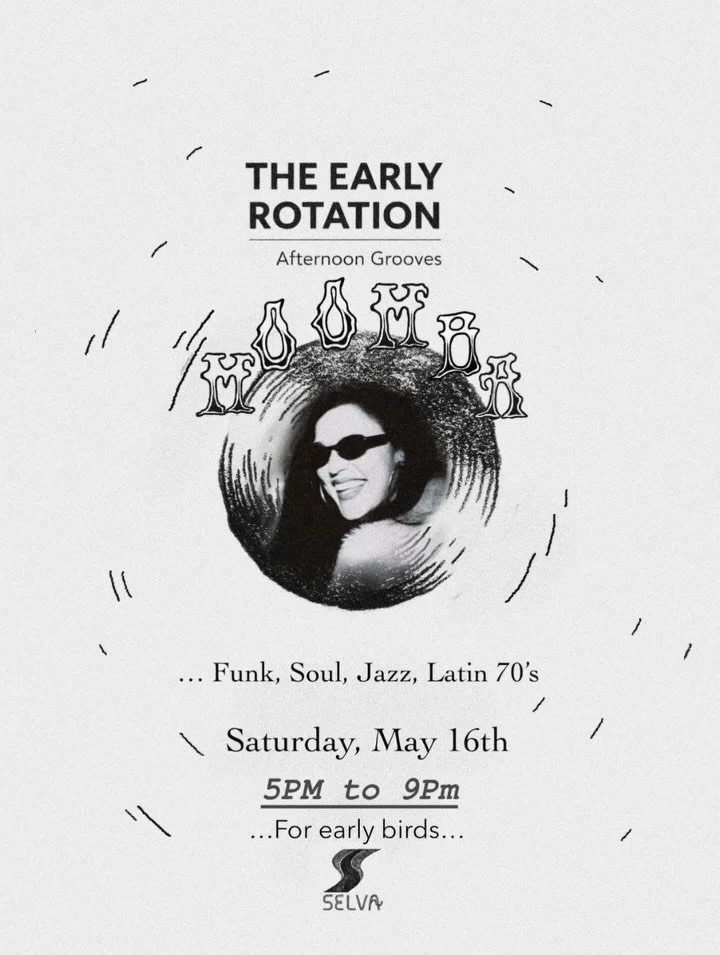 ✨EARLY ROTATION✨ Saturday, May 16th &bull;5PM to 9PM&bull;✴︎For early birds✴︎ the 4th edition of this Saturday afternoon vinyl series I'm curating at @selva_nyc ✨
Happy to welcome this time @moombadj, who is visiting NYC during her tour 🎶 a passiona