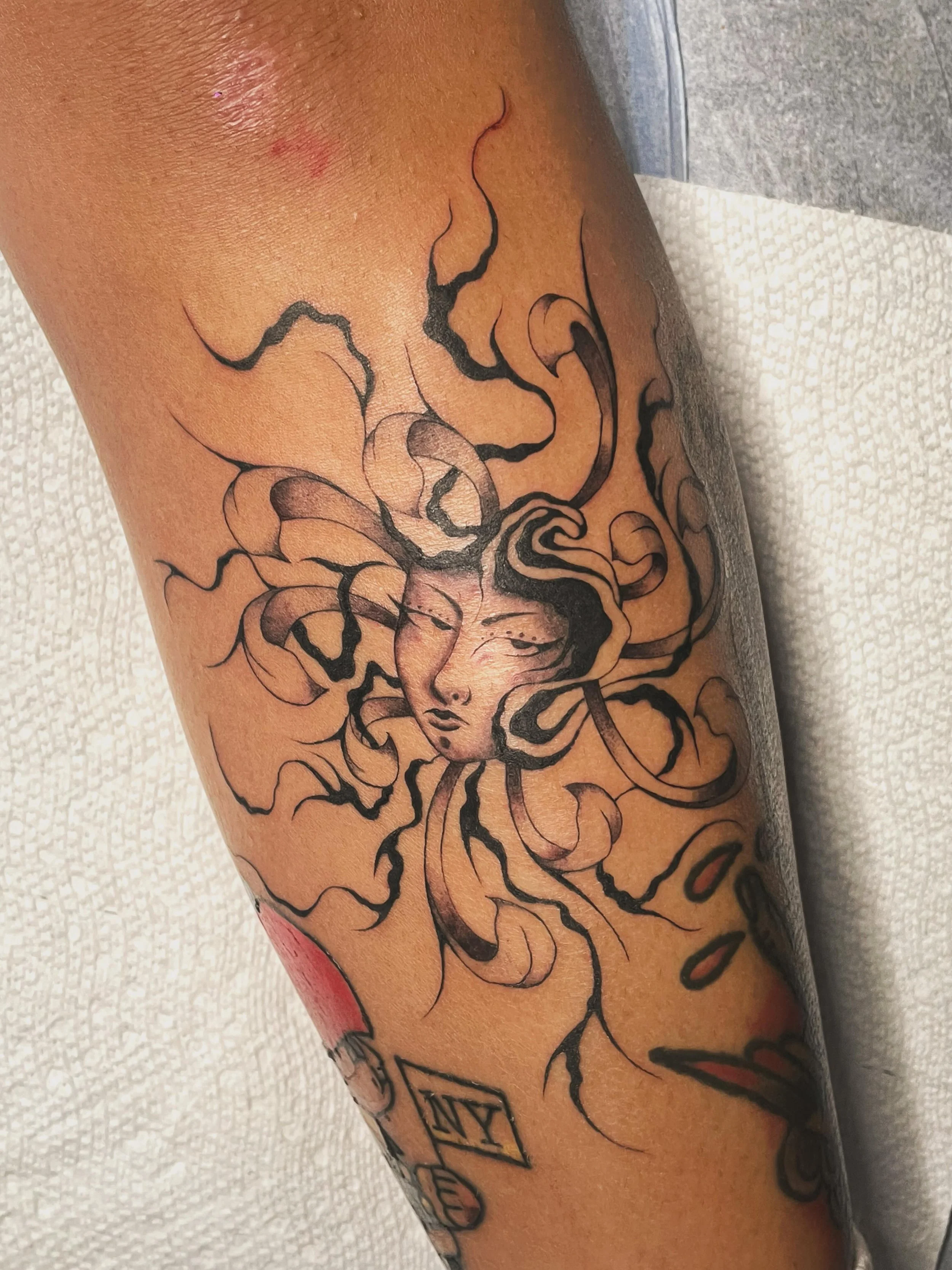 A spirit inside of a flower in the Black Forest✨ design from my flash book for Dani 🌹
I have lot of available designs from my flash book, check out my highlights to see more.
✨NYC✨ currently booking Jun &amp; Jul, for any inquiries please check the 