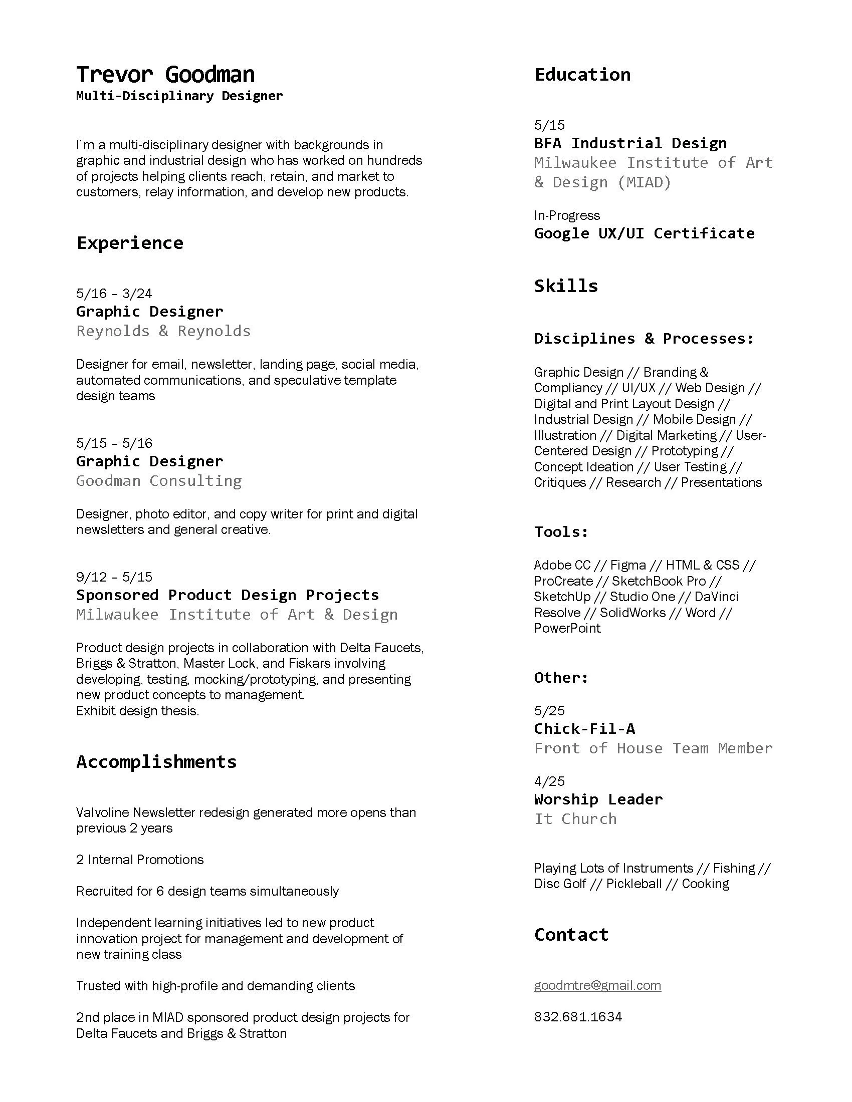 Trevor Goodman Resume