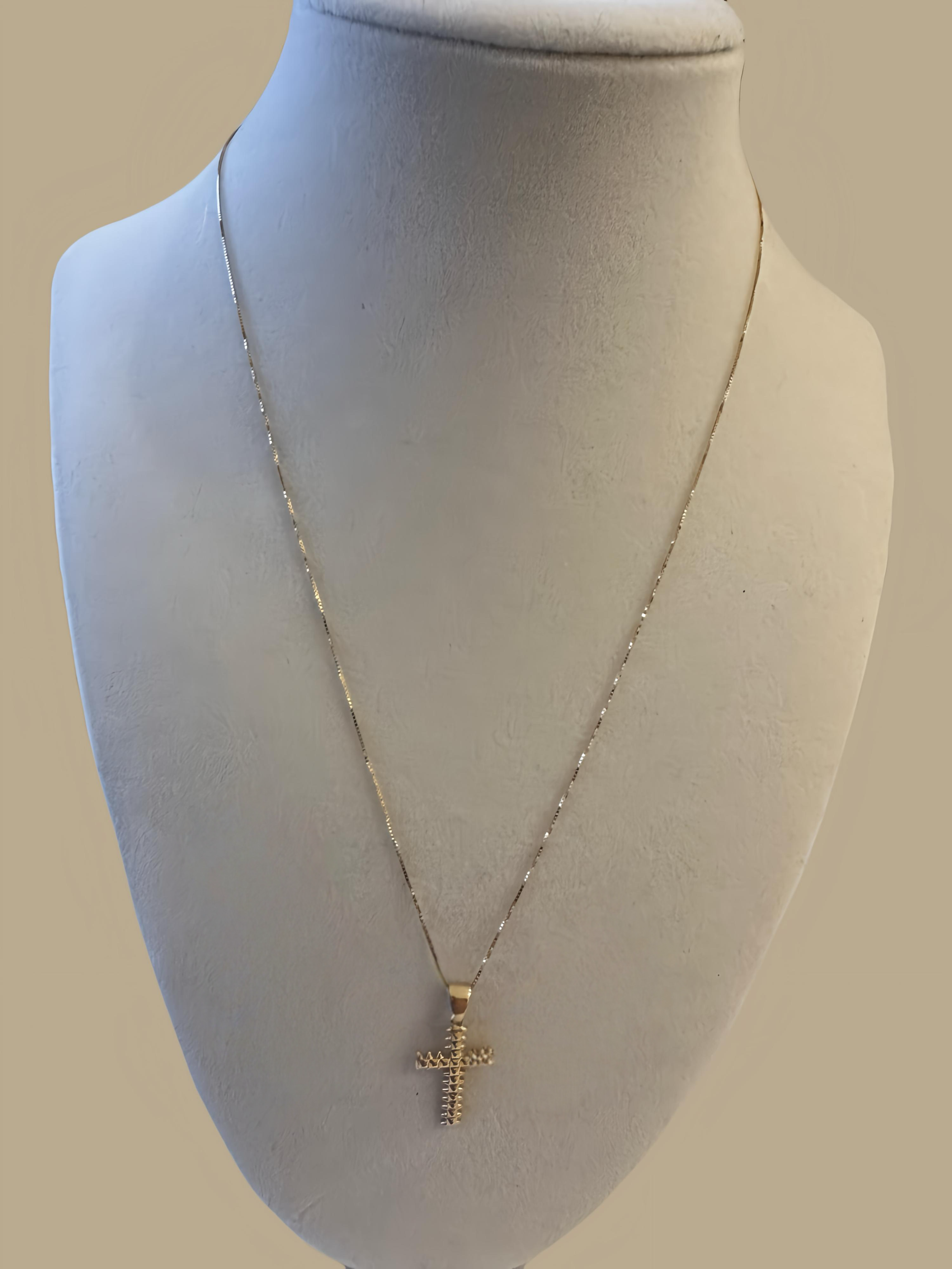 Textured Cross Gold Necklace