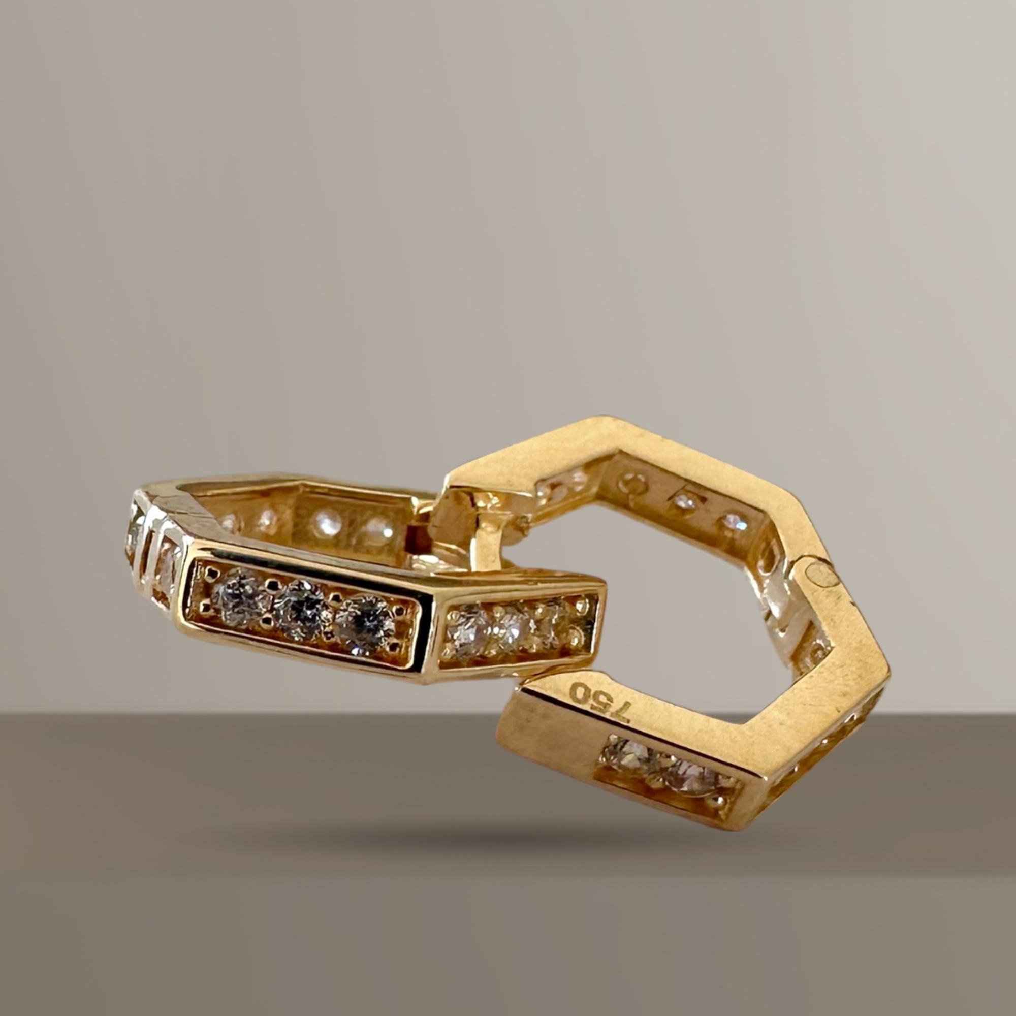 Pavé Link Gold Hoop Earrings