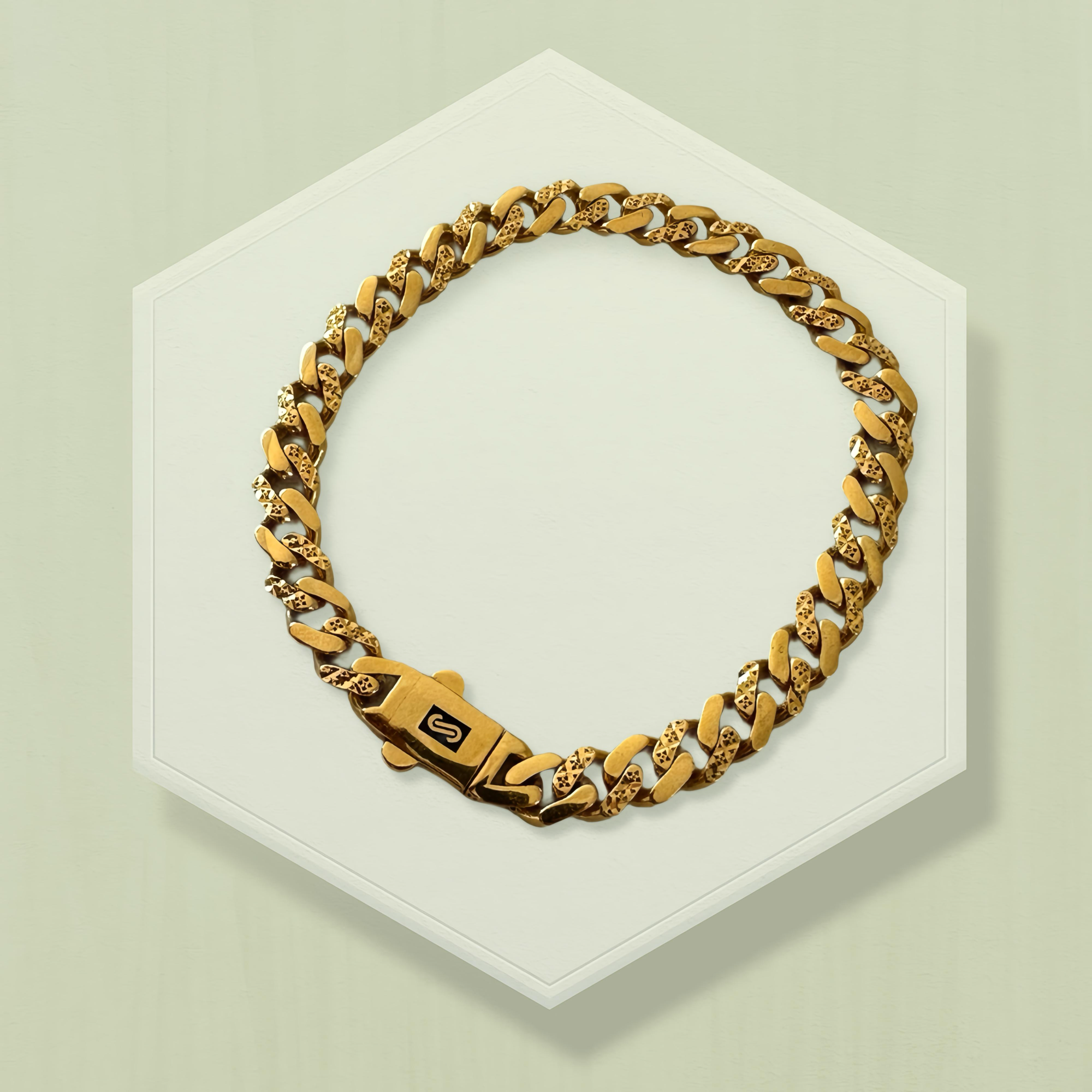 Textured Cuban Gold Bracelet