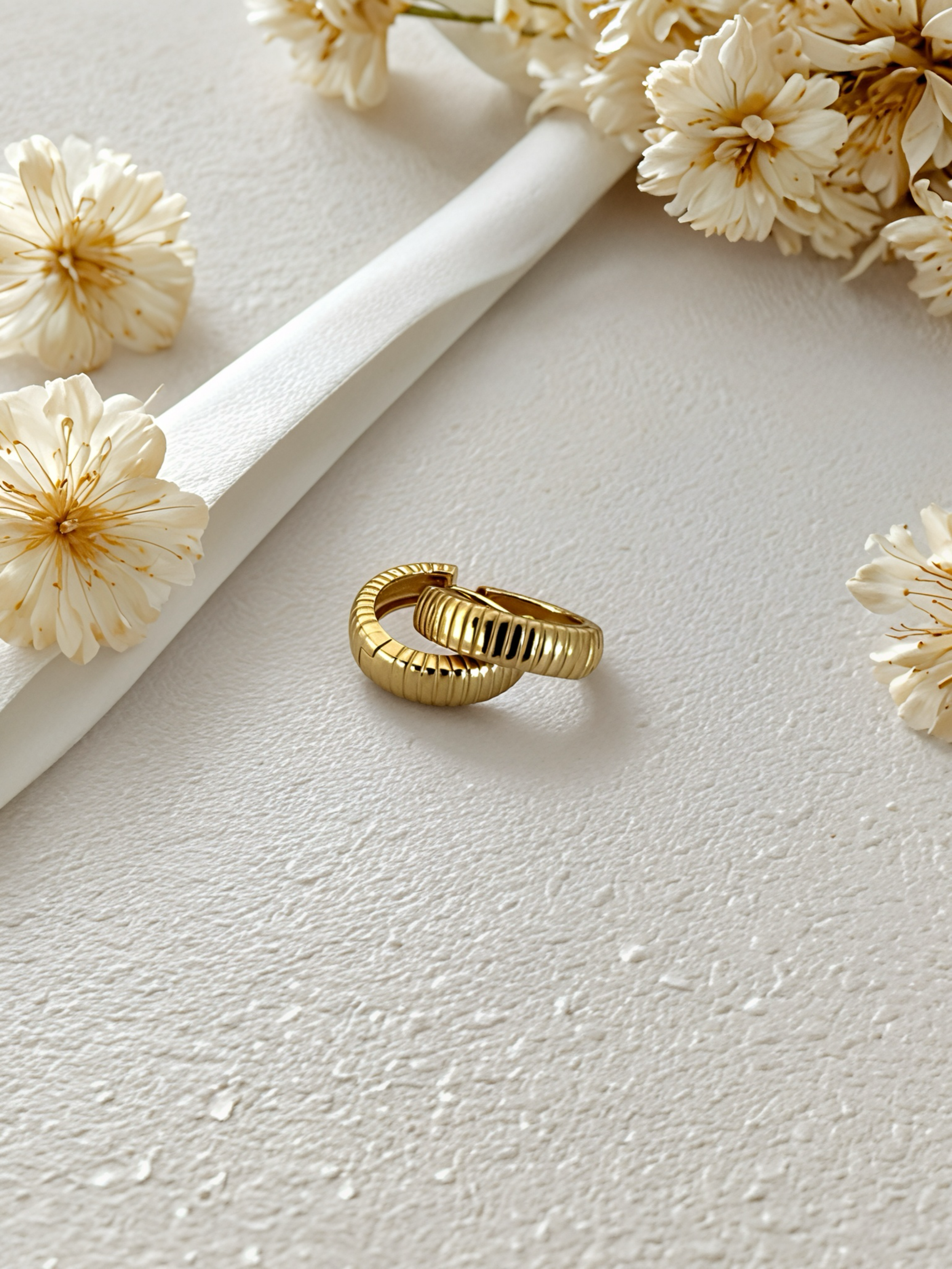 Ribbed Gold Hoop Earrings