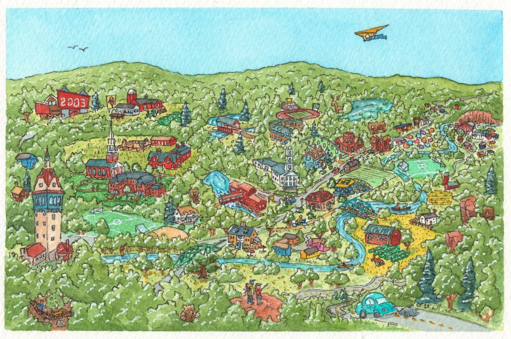 Map of Simsbury (Print, 4"x6", with 8"x10" matte)