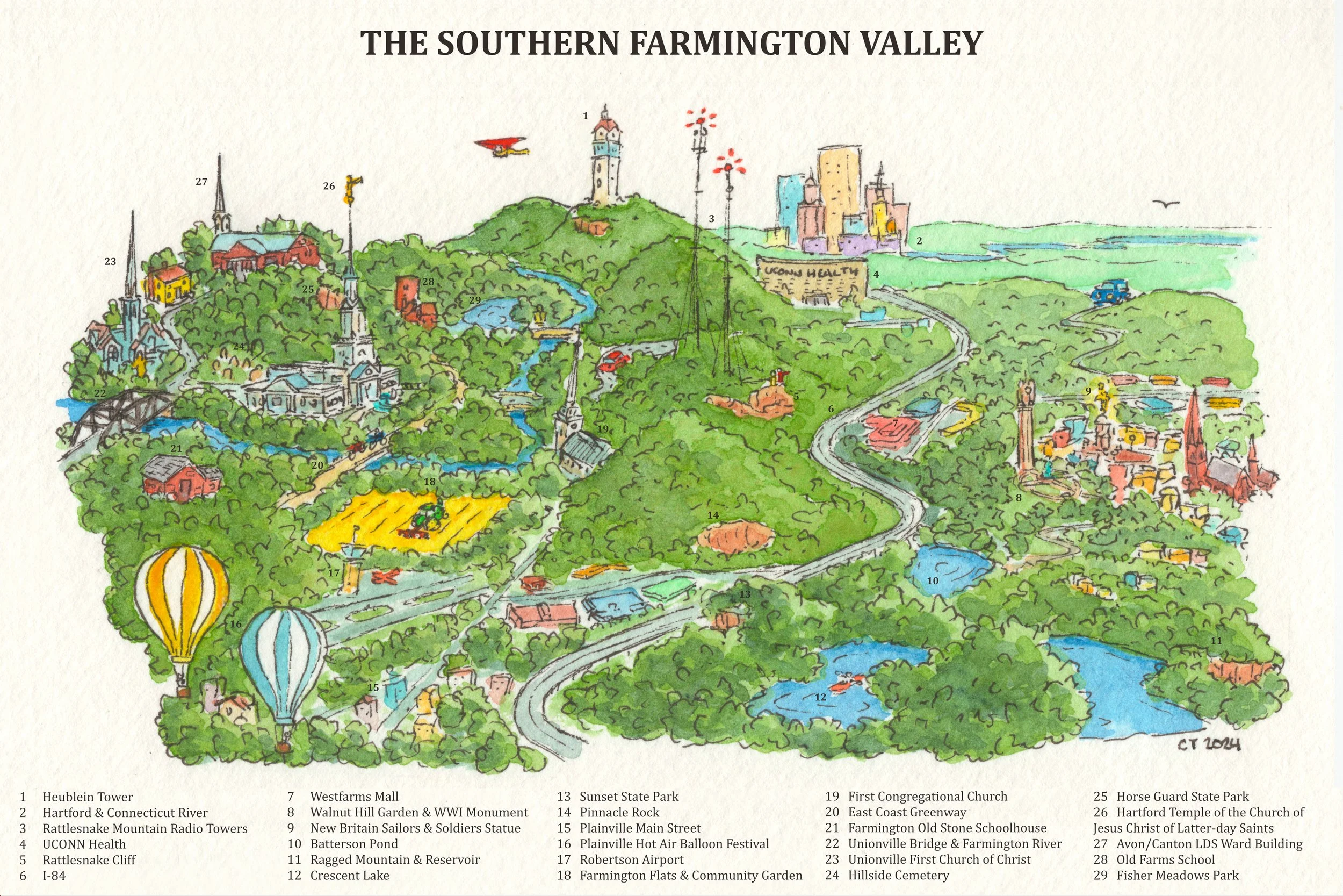 Poster Map of the Southern Farmington Valley (Poster, 12"x18")