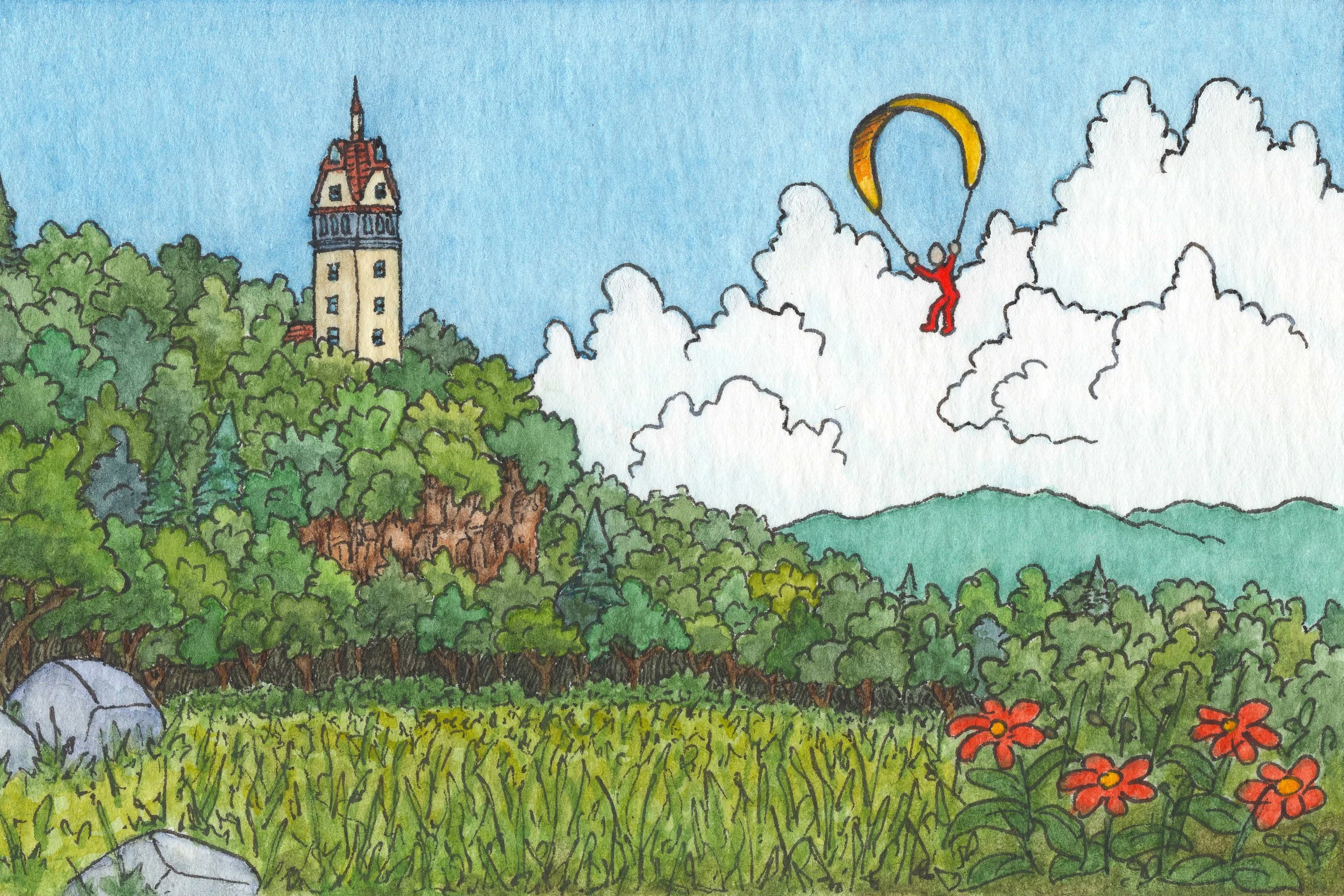 Paragliding by Heublein (Print, 4"x6", with 8"x10" matte)