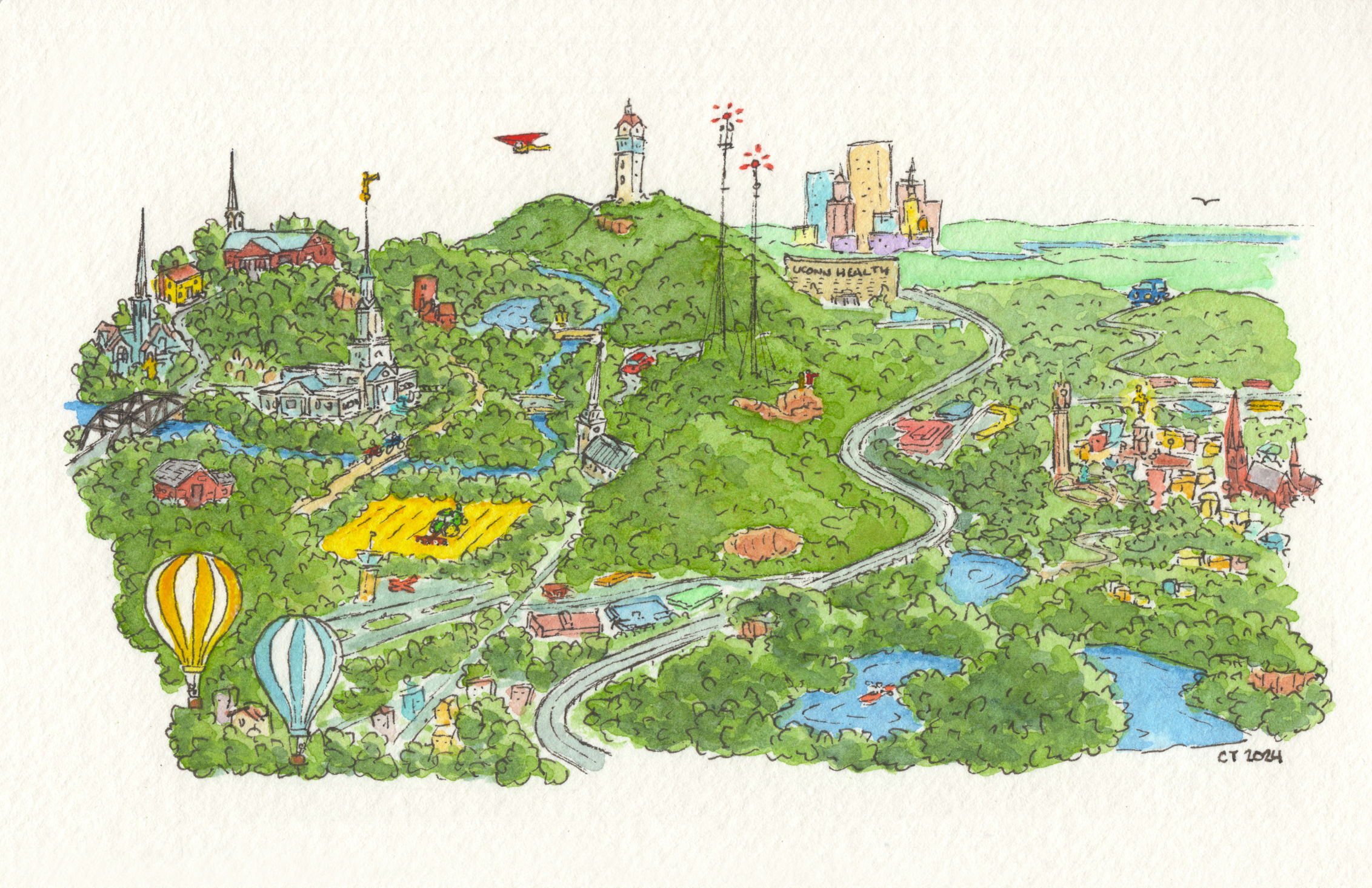 Map of the Southern Farmington Valley (Print, 4"x6", with 8"x10" matte)