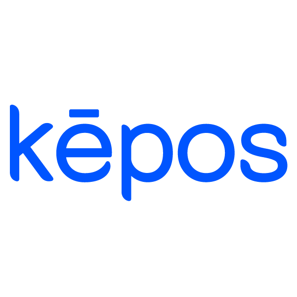 Logo of Kēpos written in blue letters with a macron over the first e.