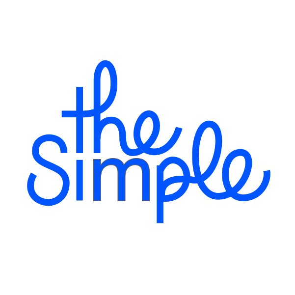 Blue cursive text that reads "the simple" on a black background.