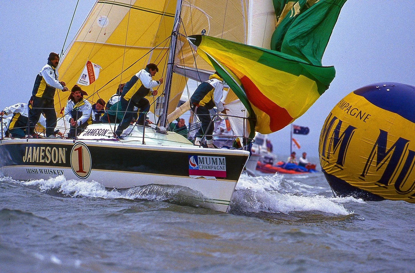 The 1993 Admiral's Cup was a stampede of 50-footers that ended with Germany winning the  Champagne Mumm Admiral&rsquo;s Cup for the fourth time. The early front-runners, Australia and Italy, paid dearly for collisions and gear failure. Germany won by
