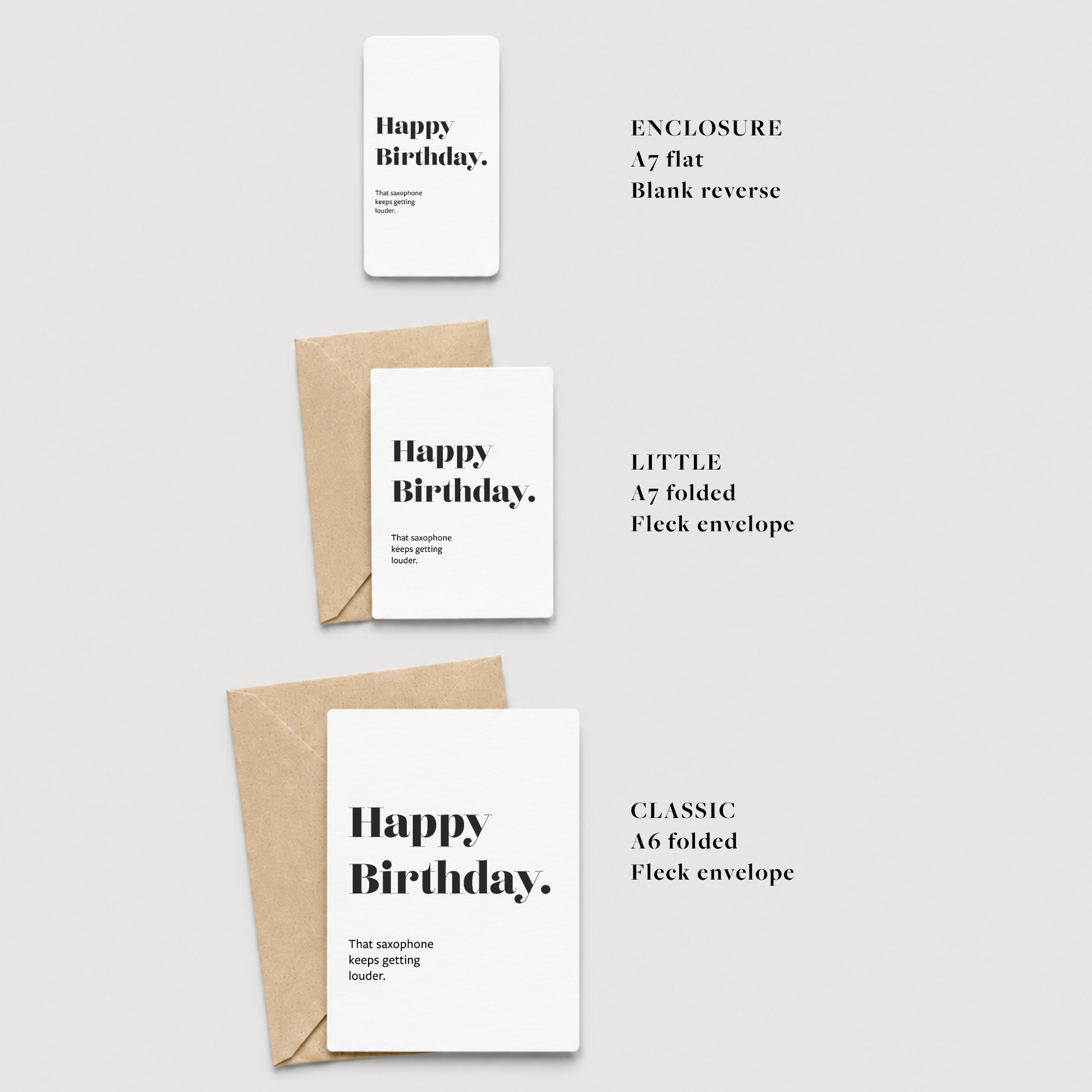 Card and Co Wholesale Card Sizes-Happy Birthday Saxophone