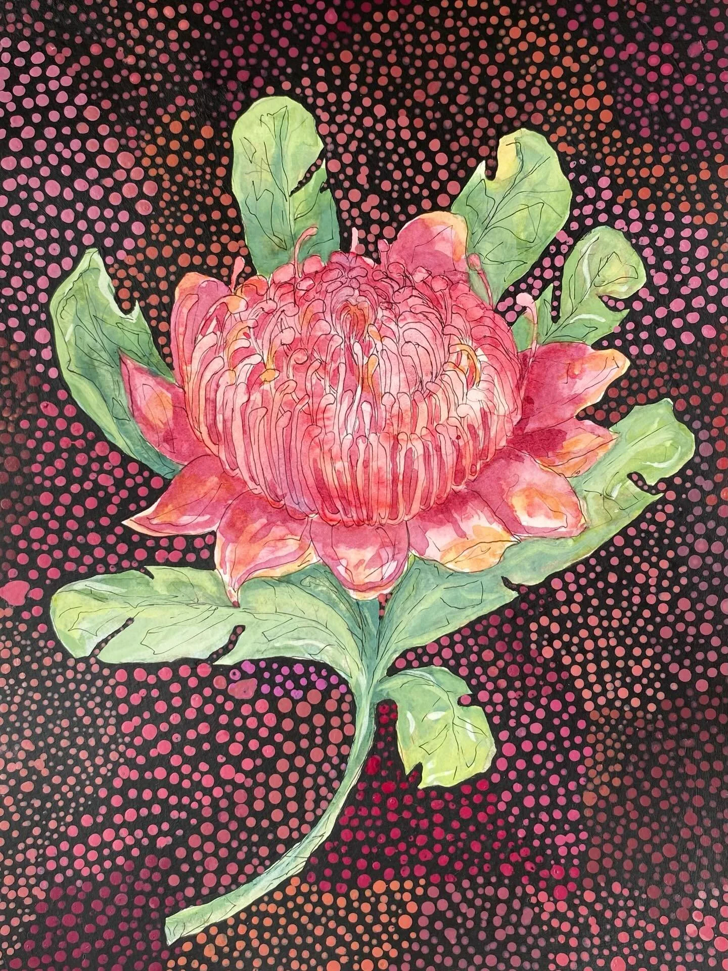 &lsquo;Waratah Season&rsquo; is now finished! And god was it fun playing with some different colours, but I think blue still has my heart &hearts;️ 

A4 watercolour, gouache, ink pen and acrylic on paper
Available to buy xx