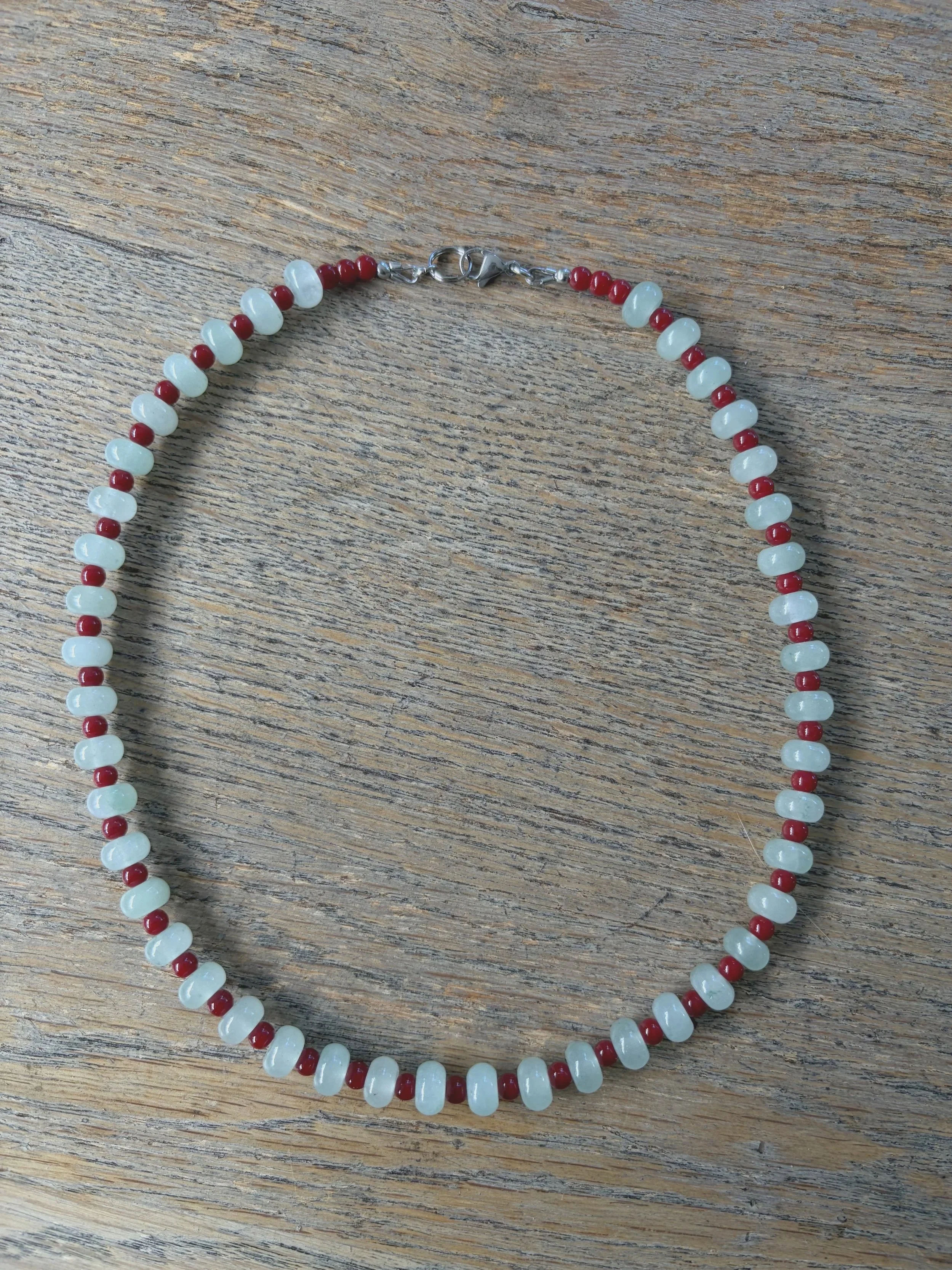 King Tide Necklace GREEN AVENTURINE and WINE