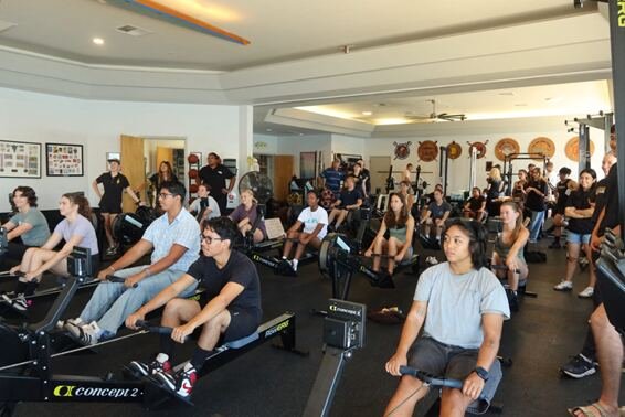 The erg room on one of the first mornings, 5:15 am.