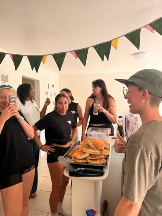 Breakfast after a morning practice at summer camp.