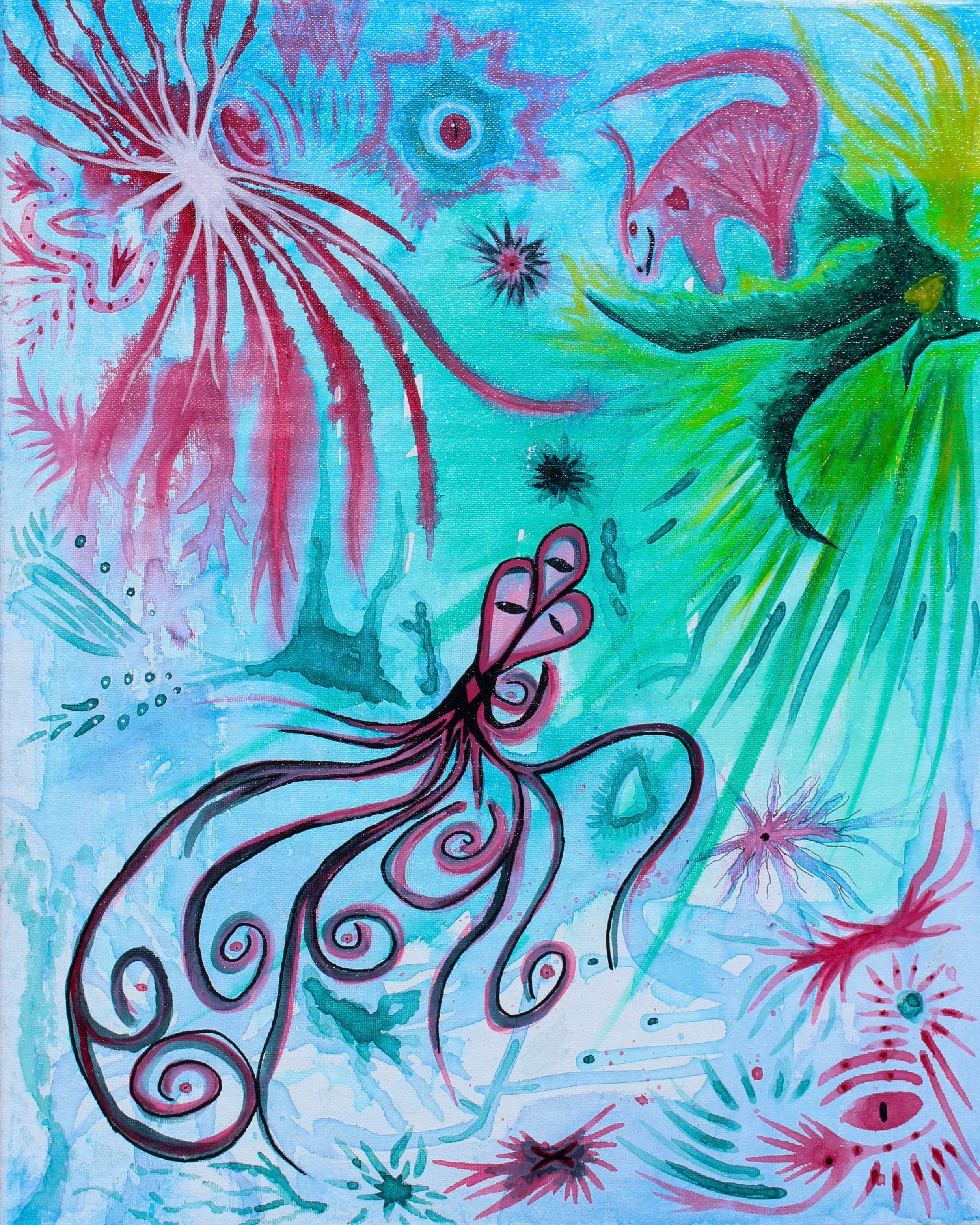 "Heart-Centered" 2024, 20x16, Acrylic on Canvas 