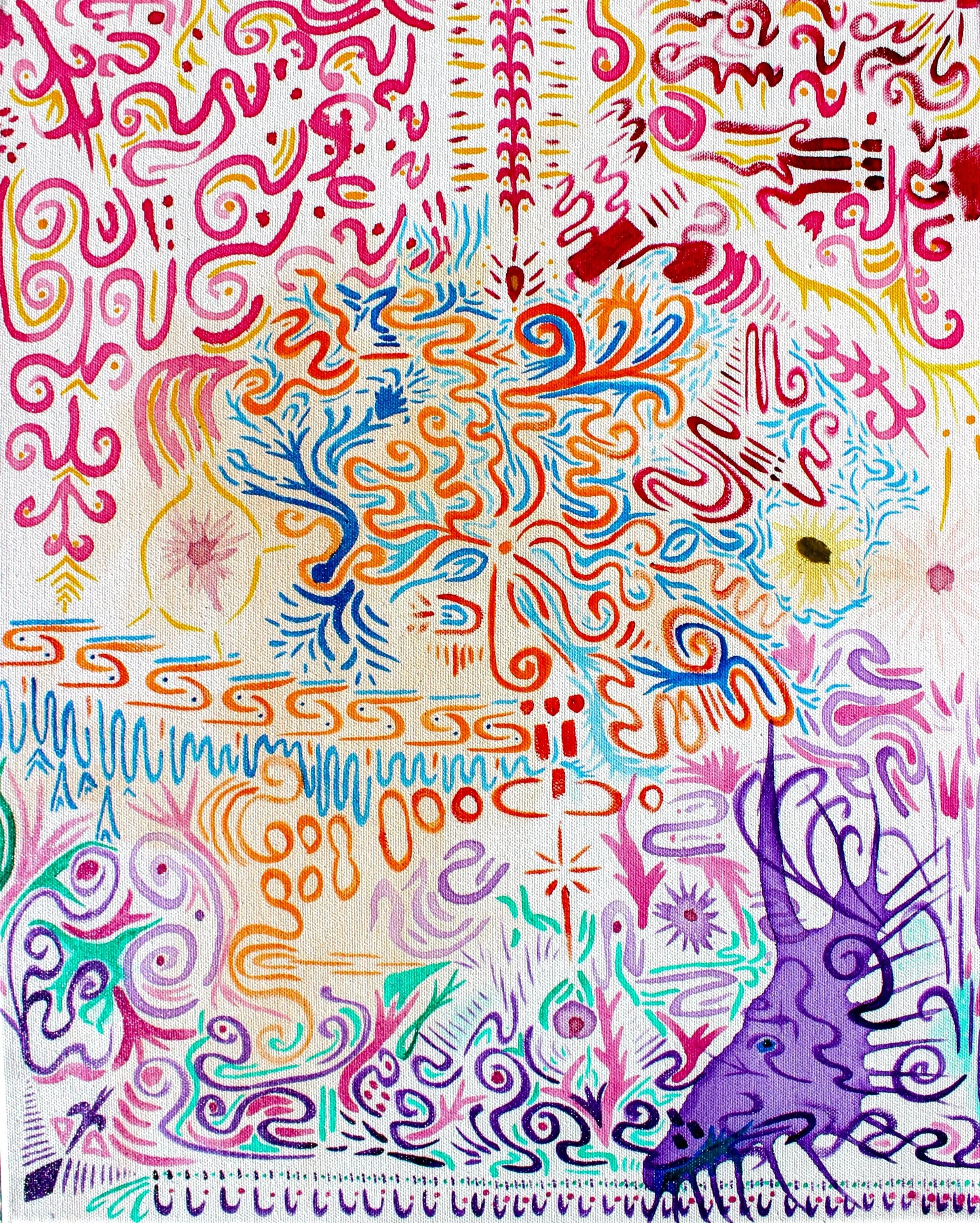 "Spirit Symbols" 2024 20x16 acrylic on canvas