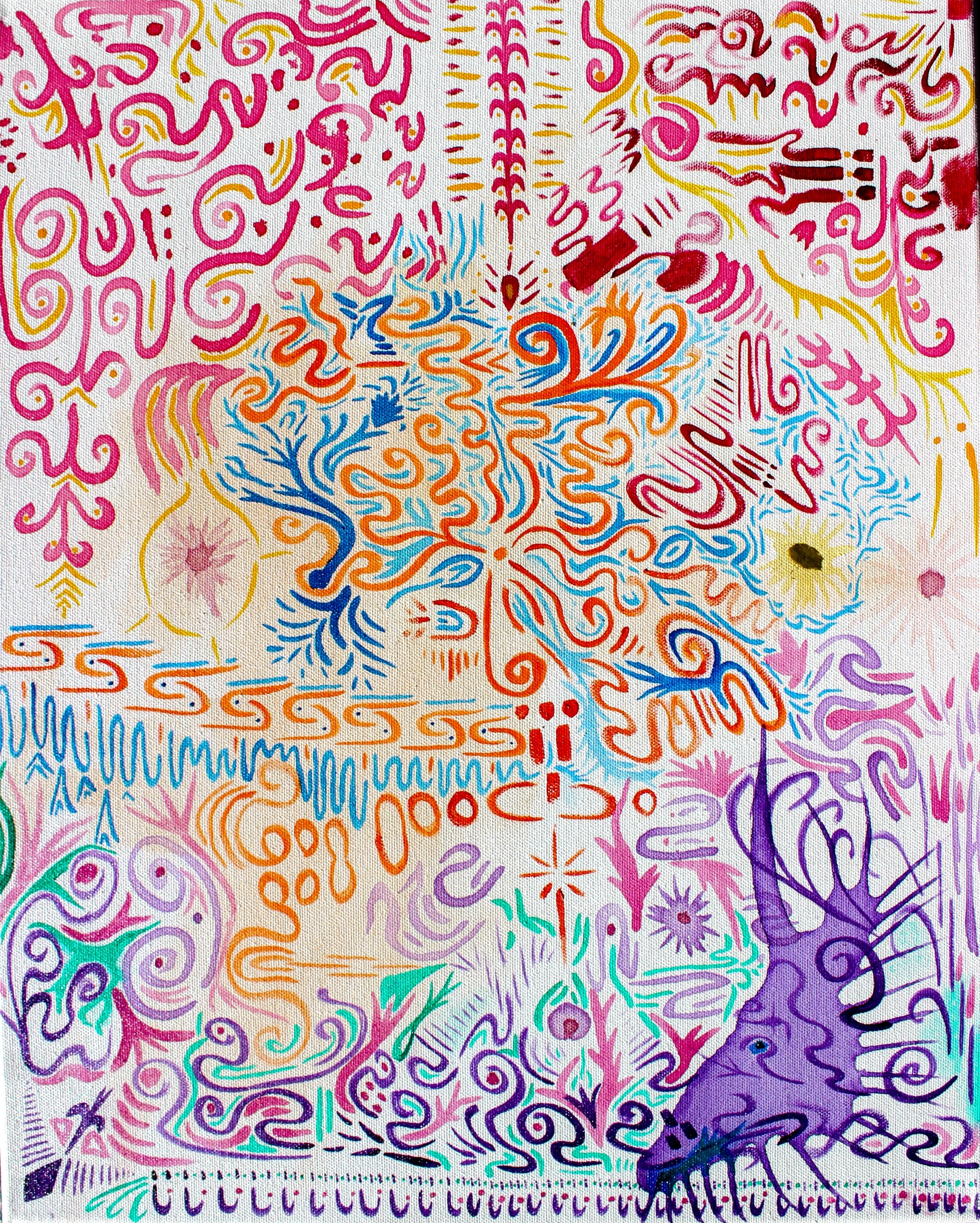 "Spirit Symbols" 2024. 20x16. Acrylic on canvas