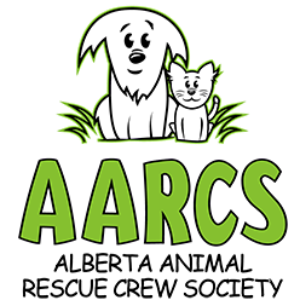 A cartoon dog and cat sitting on grass with the text 'AARCS' below them, representing an animal rescue or shelter organization.
