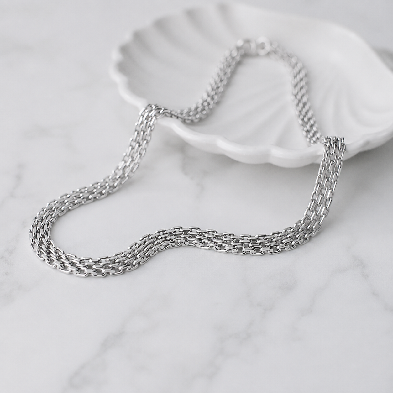 Luna Collection Silver Italian Link Necklace &amp; Bracelet | Waterproof Jewelry by House of Avorio
