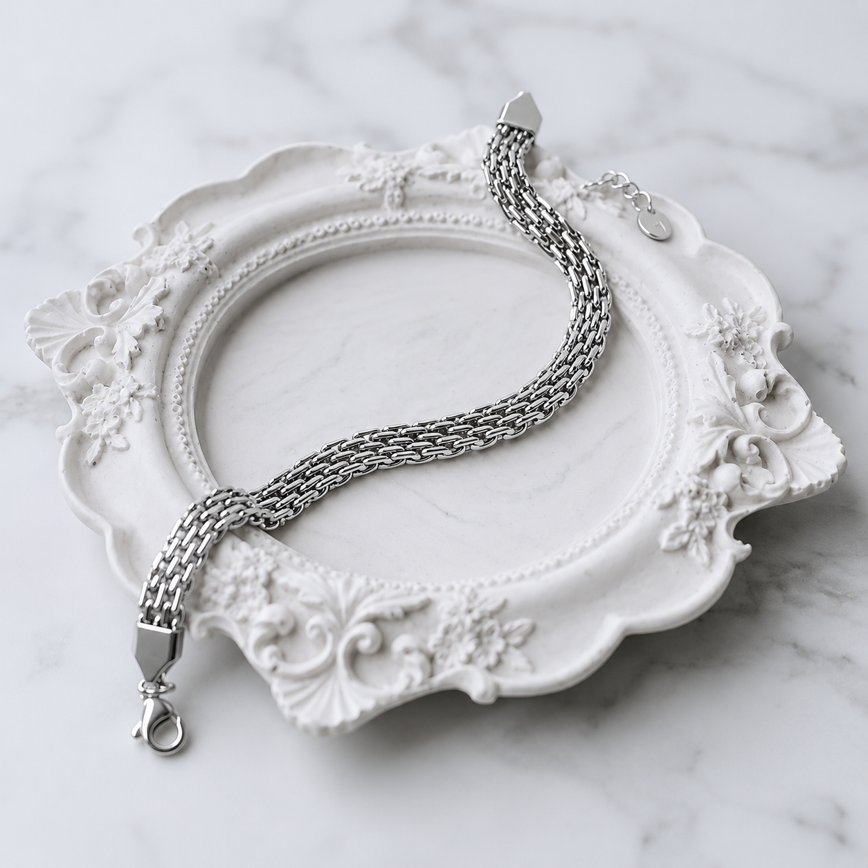 Luna Collection Silver Italian Link Necklace &amp; Bracelet | Waterproof Jewelry by House of Avorio