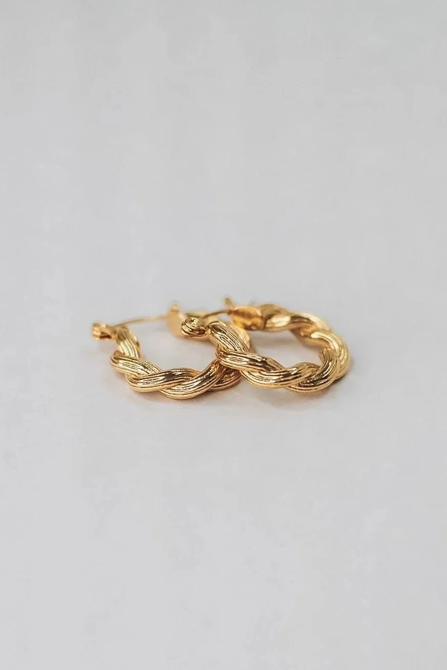 Waterproof gold earrings curated by Vienna Studio, a Canadian jewelry boutique in Calgary.