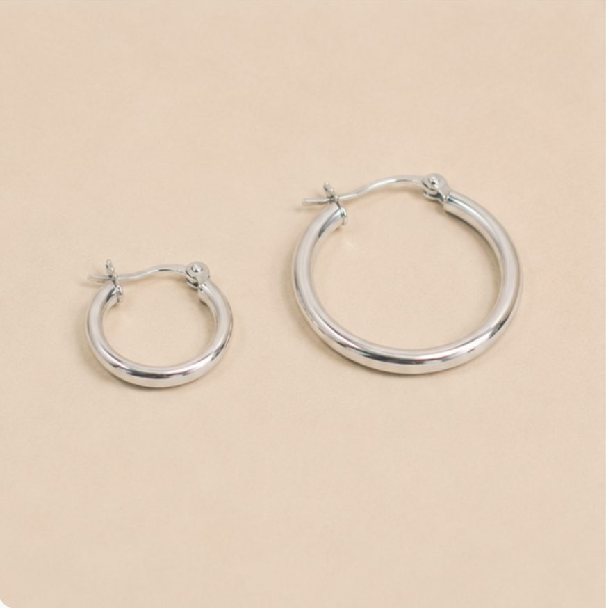 Cielo - Sophia Hoop Earrings - Silver