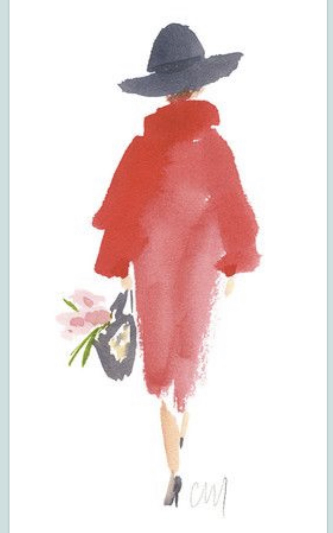 Red Coat and Flowers