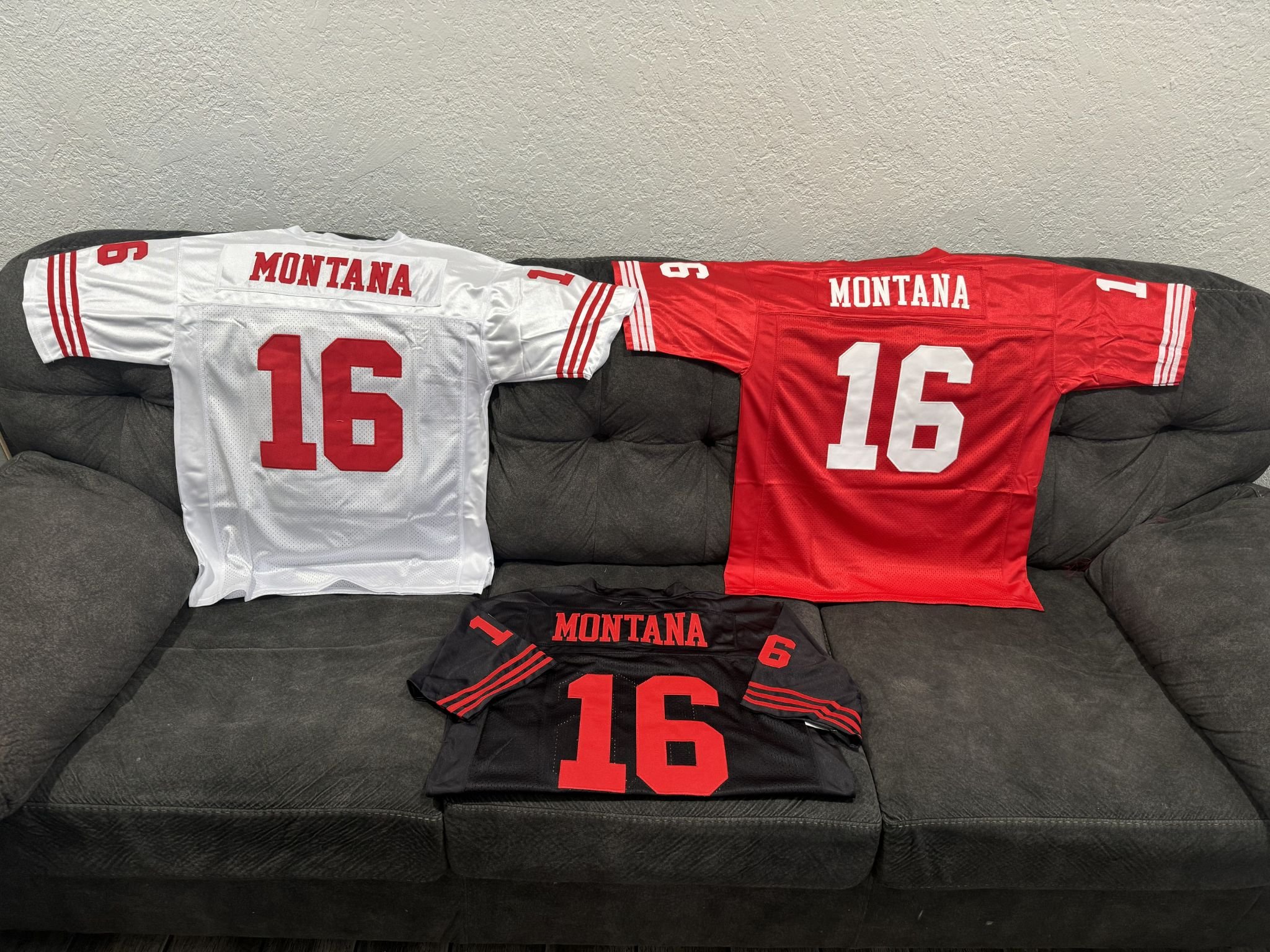 Joe Montana 49ers throwback jerseys

Men sizes only!