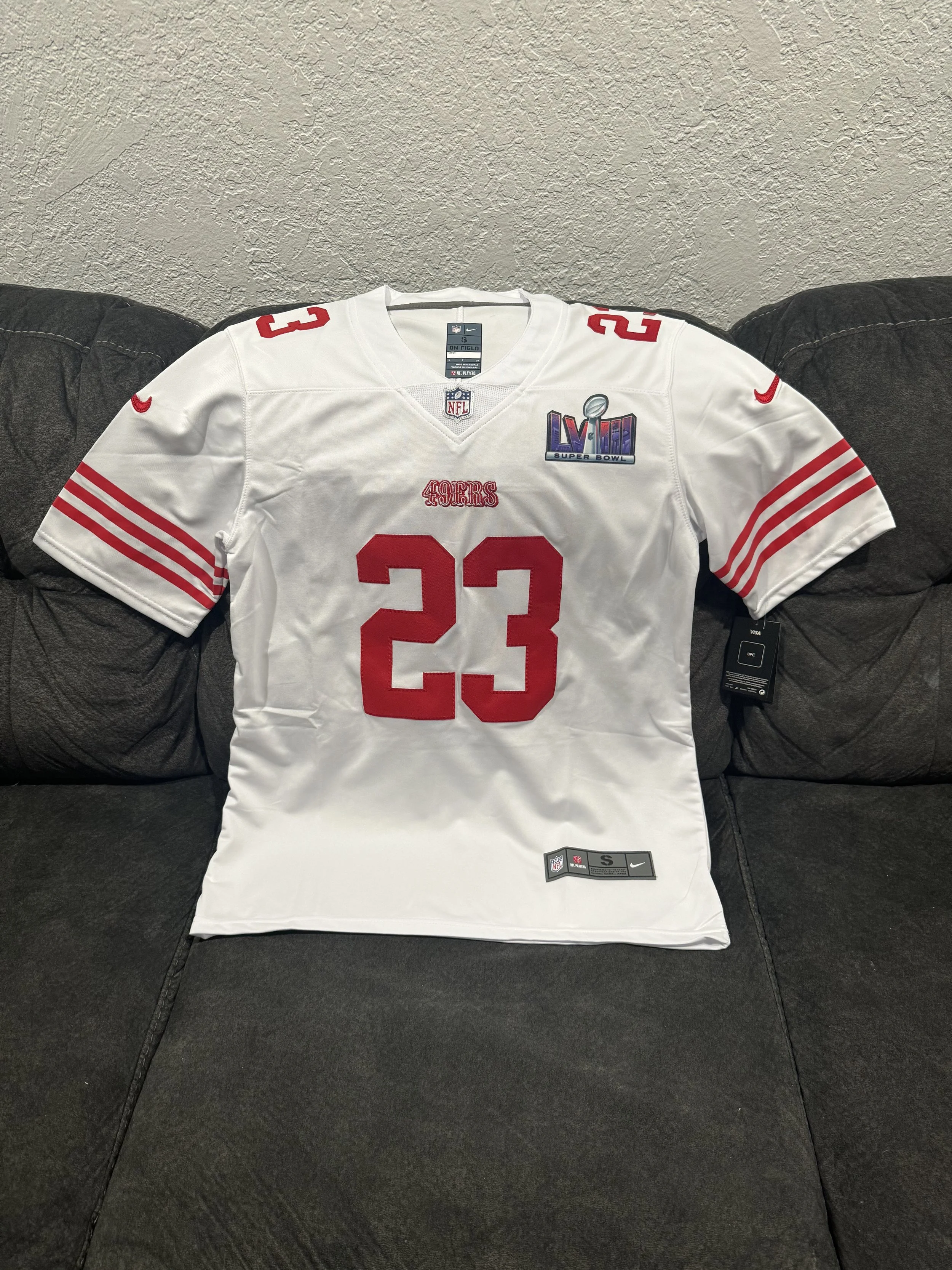 Christian McCaffrey Super Bowl 58 jersey