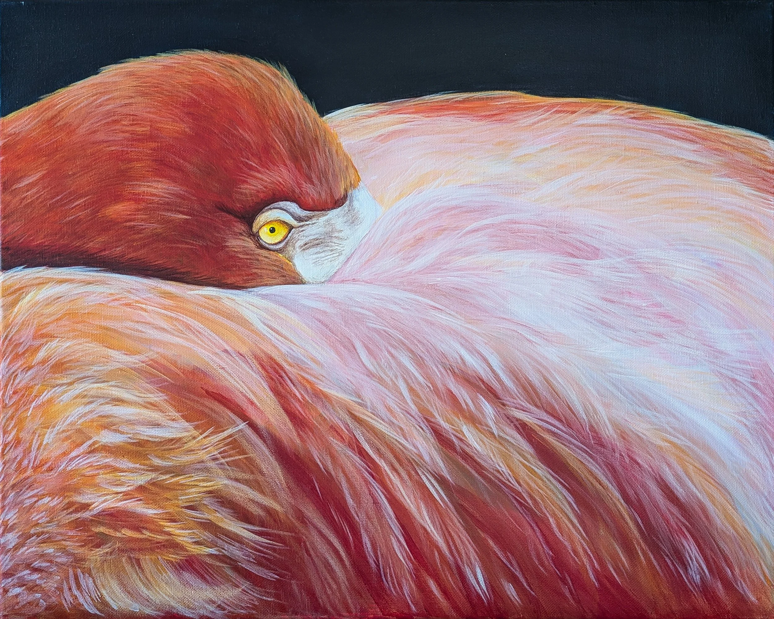 "Hidden in the Colors" Original Flamingo Painting