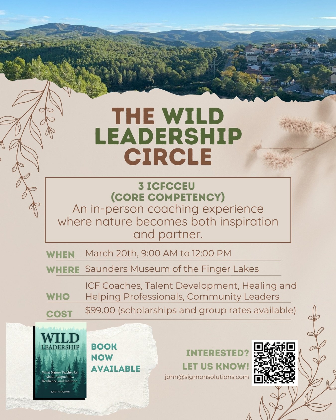 A new leadership experience is coming to the Finger Lakes.

The Wild Leadership Circle will be hosted at the Saunders Museum of the Finger Lakes on March 20. This in-person gathering invites participants to explore leadership through guided reflectio