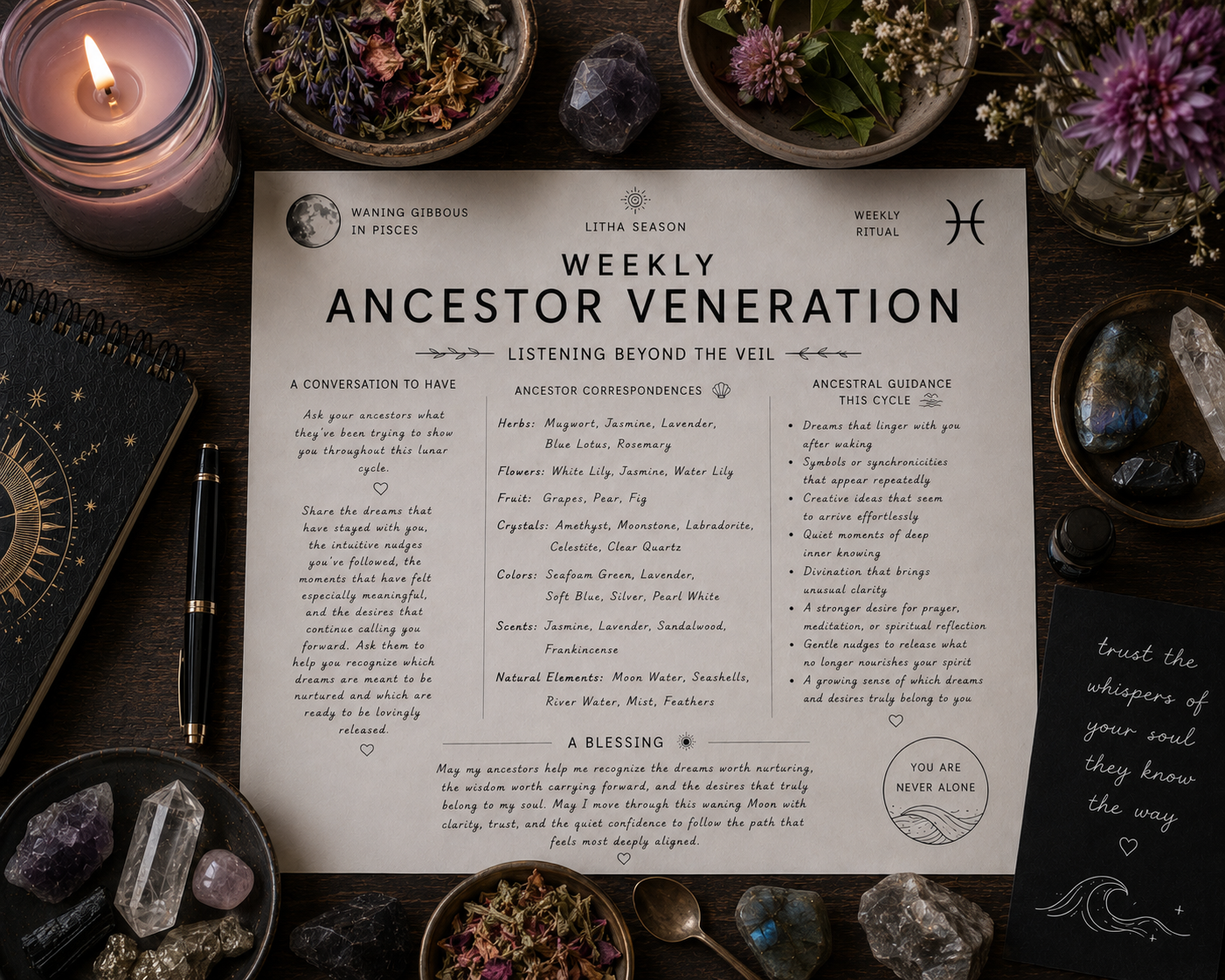 August 1st🌖 Weekly Ancestor Veneration | Listening Beyond the Veil | Waning Gibbous Moon in Pisces