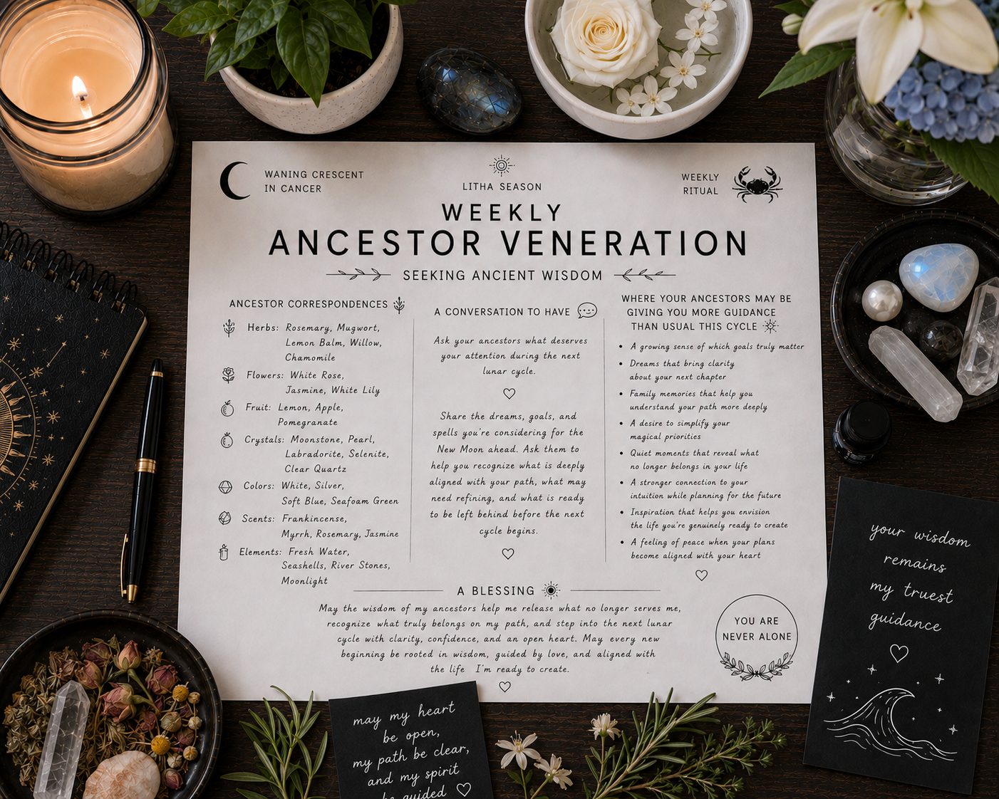 August 10th 🌘 Weekly Ancestor Veneration | Seeking Ancient Wisdom | Waning Crescent Moon in Cancer 