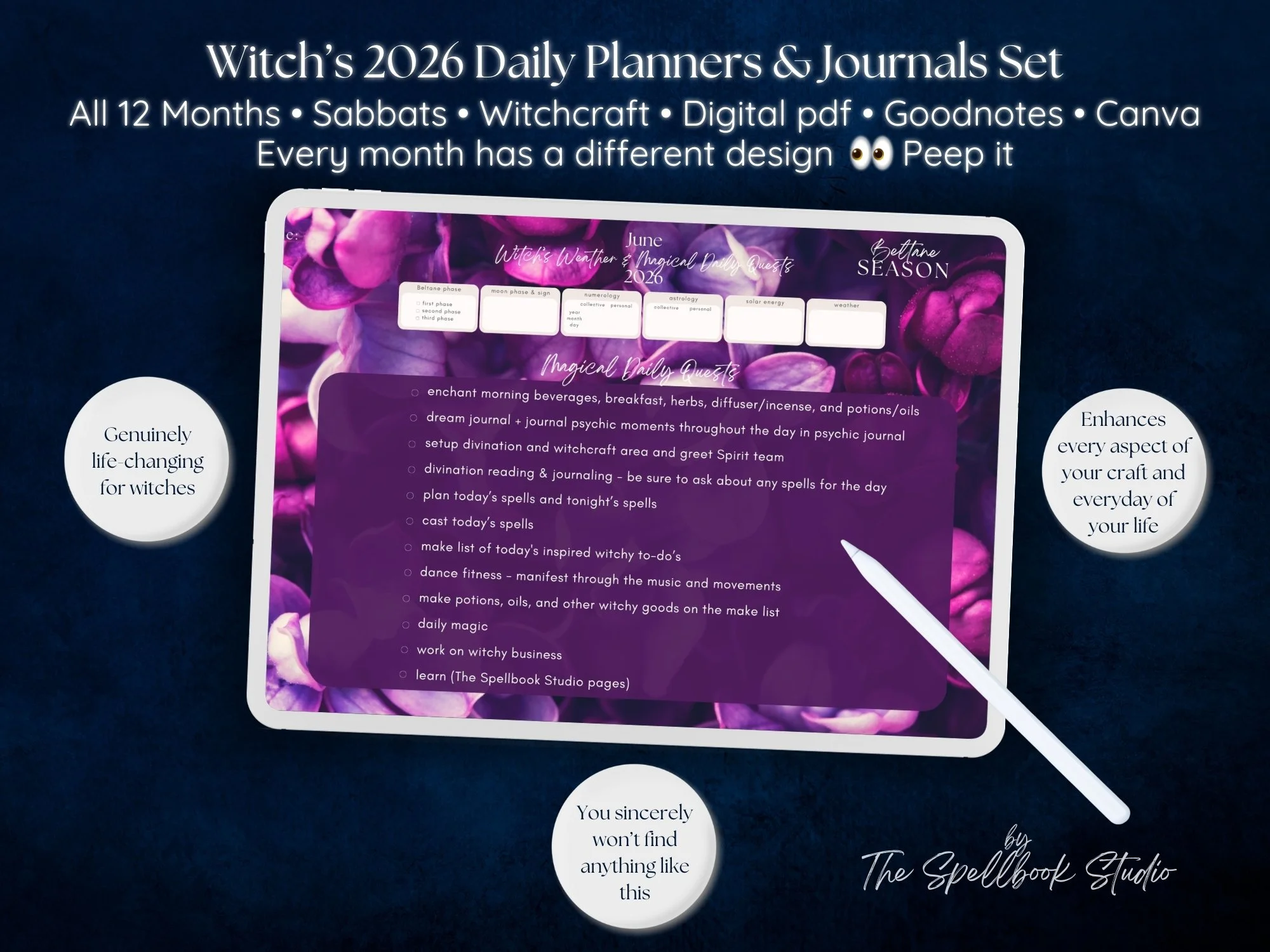 The Witch's 2026 Digital Daily Planners & Journals 12-Month Bundle