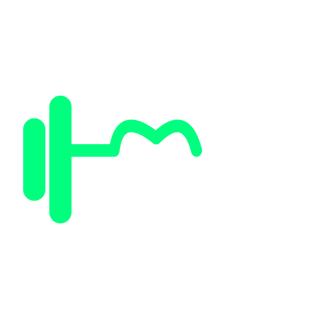 Medical heartbeat line with a heart symbol in the center, connected to a positive and negative electrode, representing health and medical monitoring.