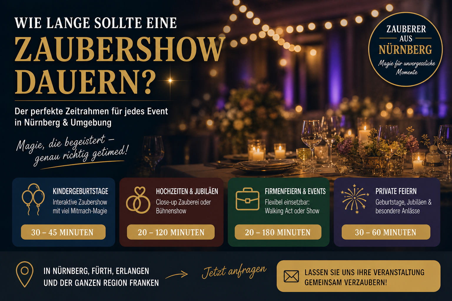 Zauberer in Nürnberg: Wie lange sollte eine Zaubershow dauern?