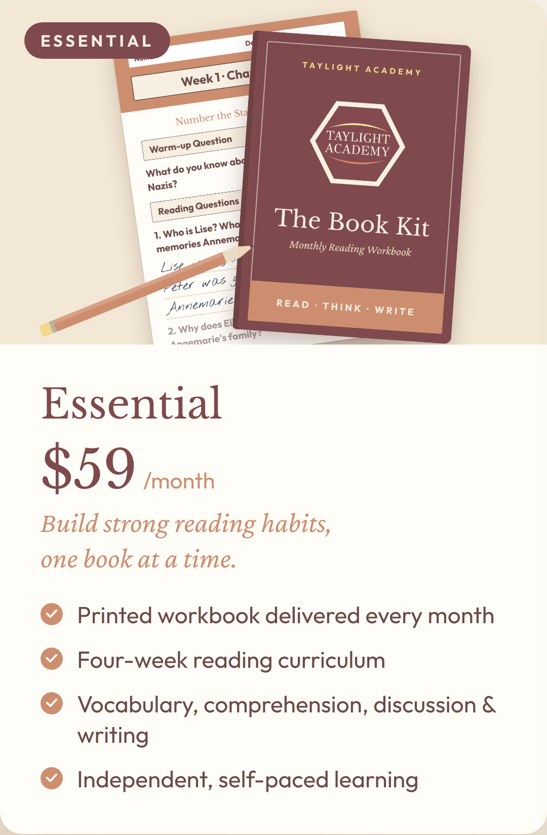 The Book Kit Essential | Monthly Reading & Writing Workbook