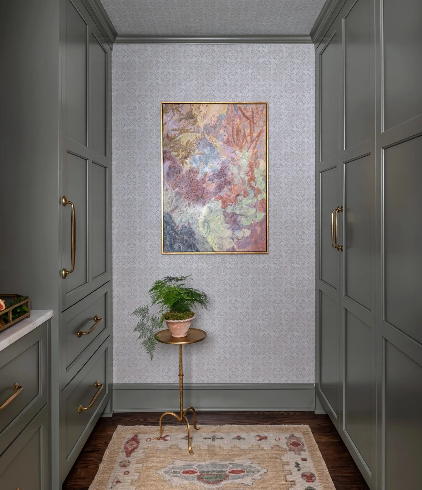 Every home deserves one room that feels like a secret.

In this home, Amy Wright&rsquo;s &ldquo;Soft and Delicate in the Lap and the Lull&rdquo; transforms a butler&rsquo;s pantry into something else entirely&mdash;a moment of escape tucked between t
