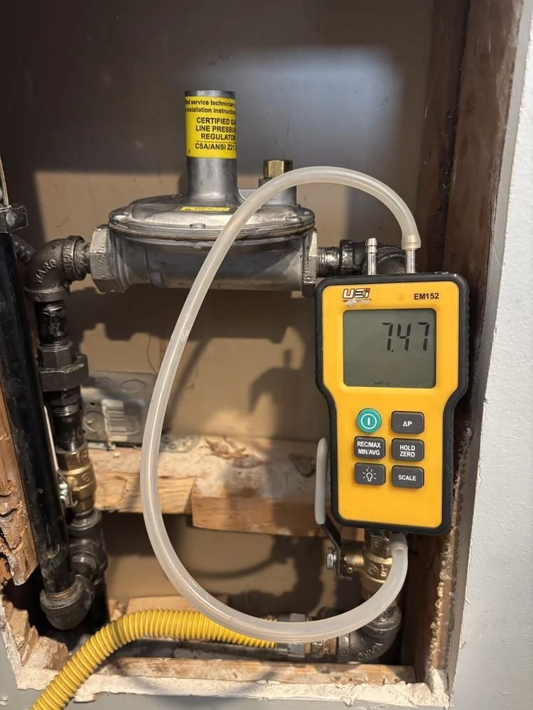 Testing gas pressure after regulator installation
