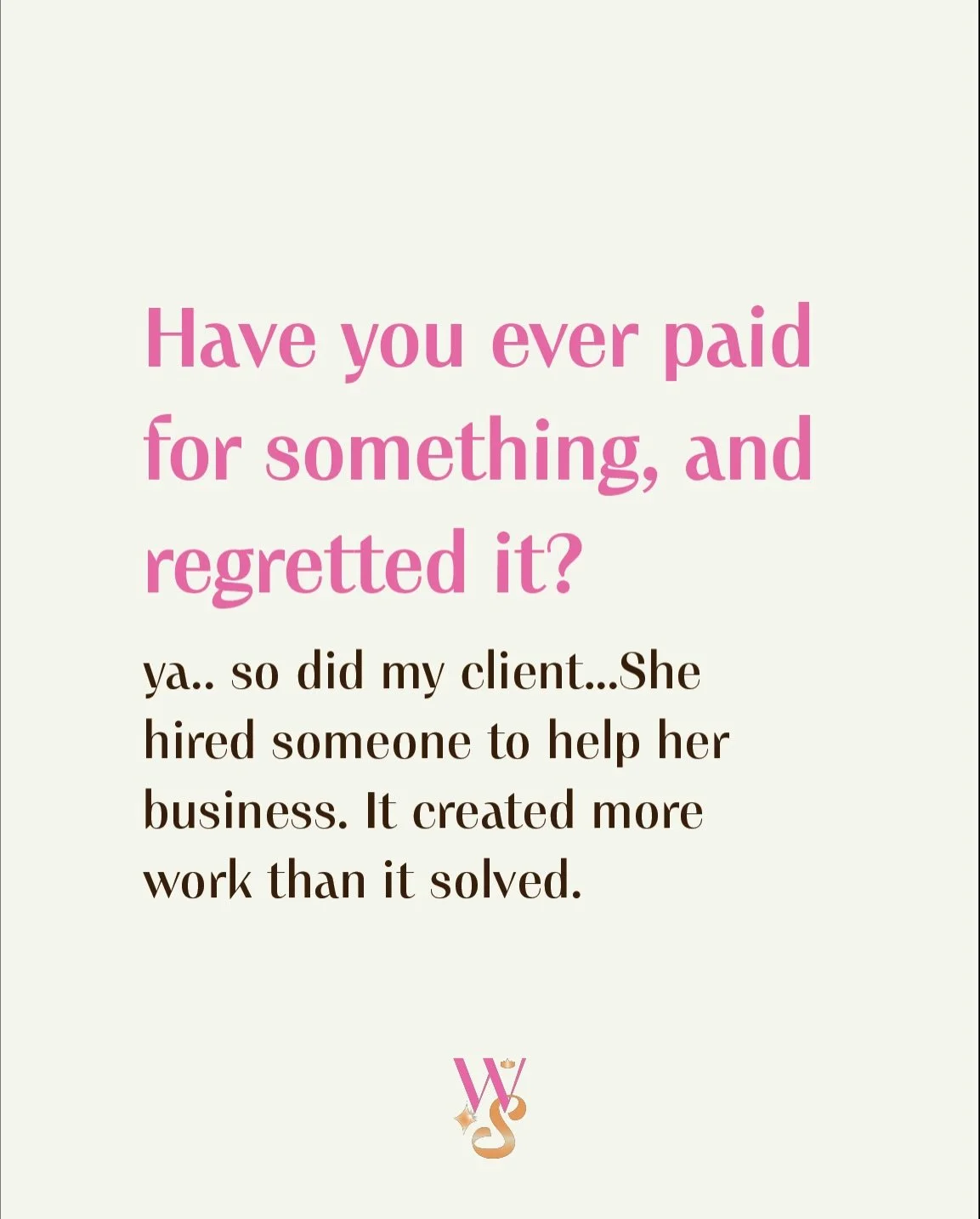 We&rsquo;ve all been there.. mad a poor decision when it came to something we bought or paid for🫣

Well my client, like many of us, had the same issue. 

I know this is the fear of many business owners when they go to help, but with me, you don&rsqu