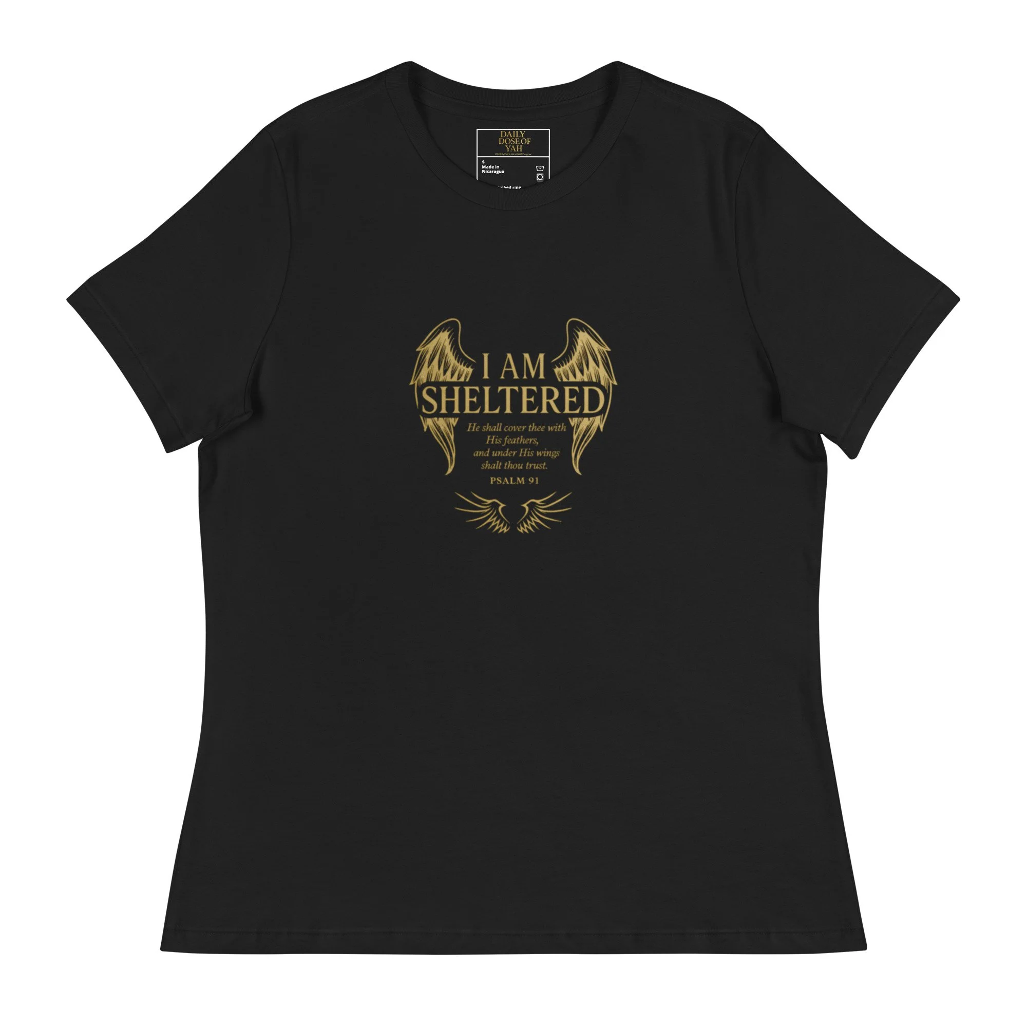 Sheltered by Yah 100% Cotton Faith-Based Graphic Tee